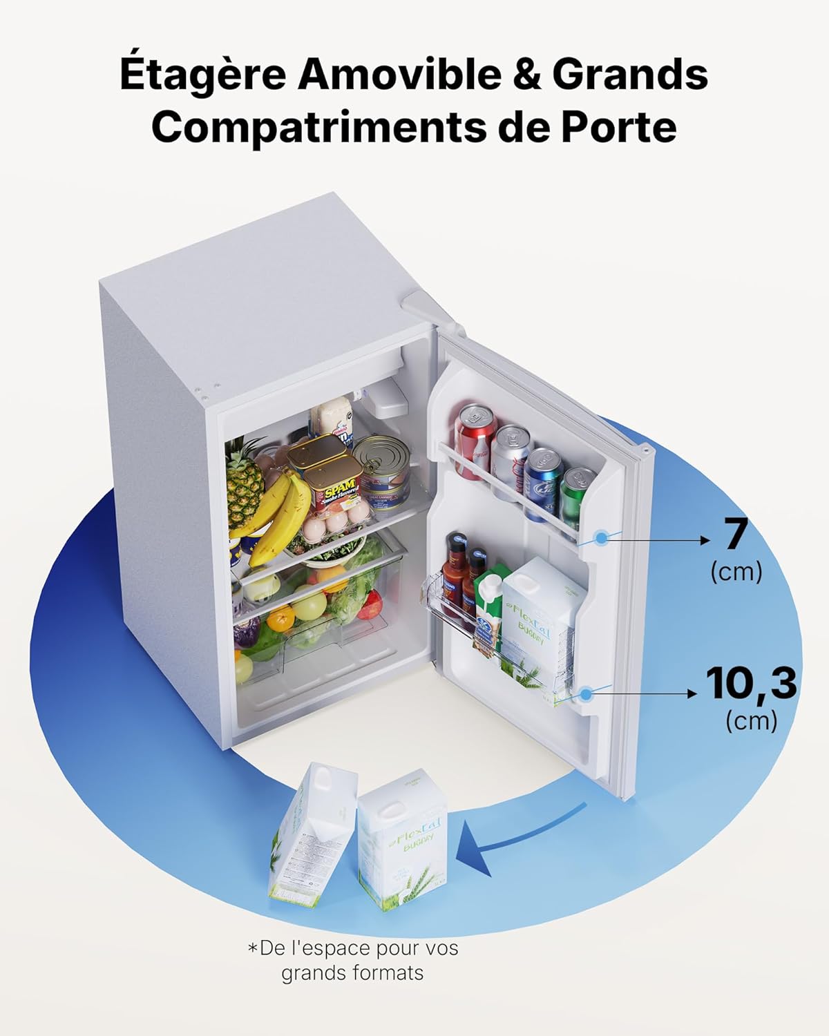 Upstreman - petit frigo 85L - éclairage, thermostat, porte réversible - CR85