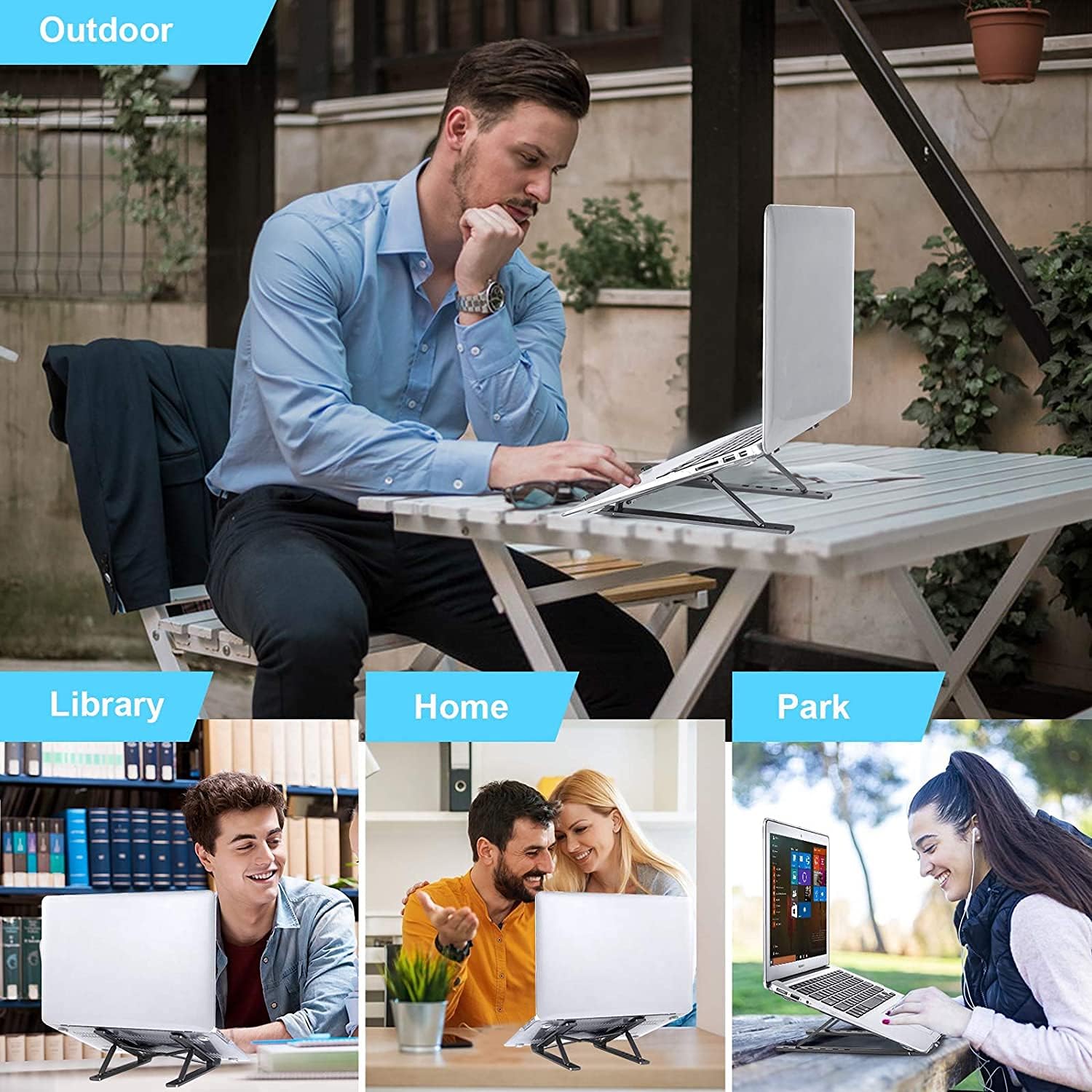 Support ordinateur portable aluminium réglable 10-17,3