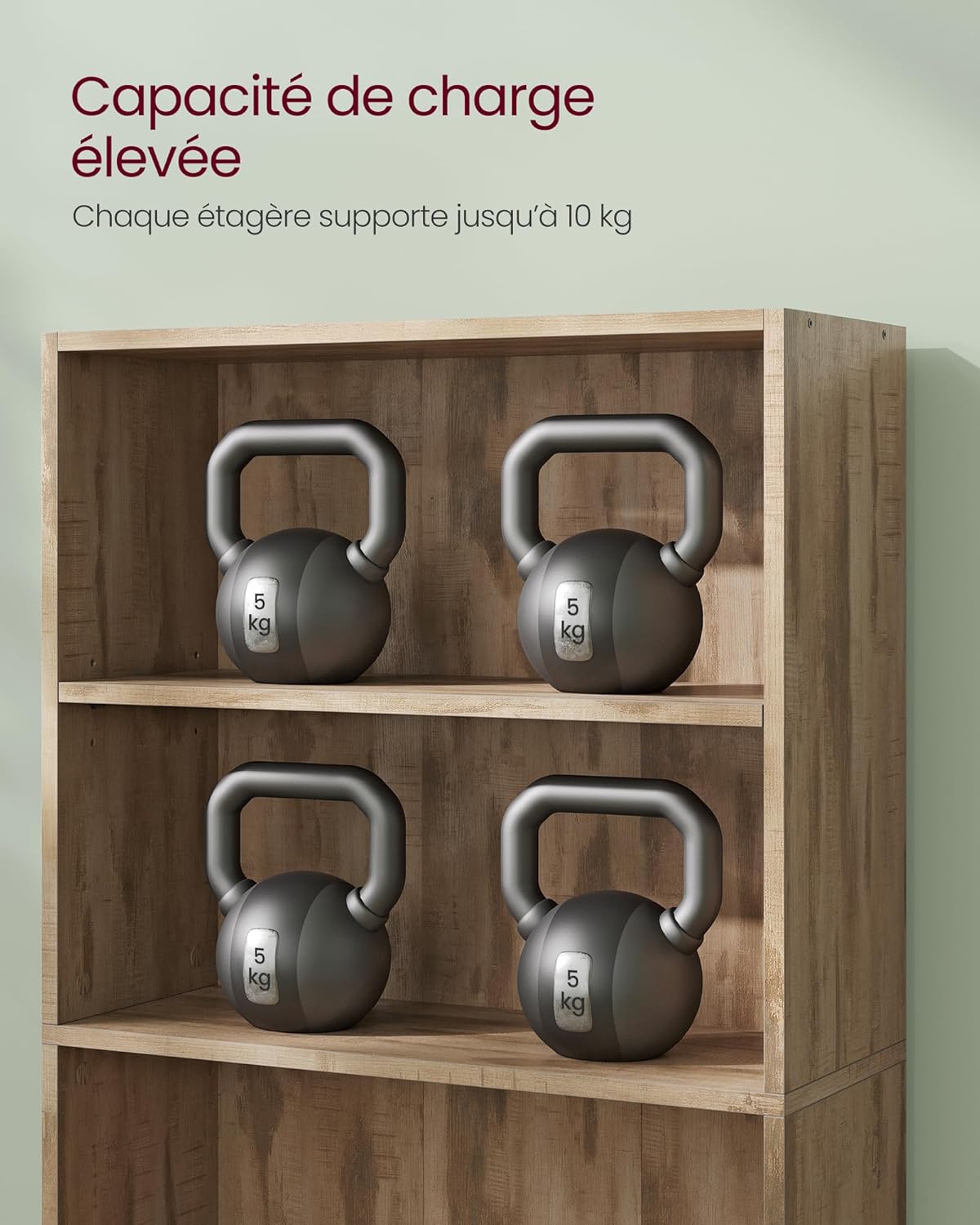 VASAGLE - étagère 5 niveaux - 24x60x134,2 cm - rangement ouvert - LBC165T50