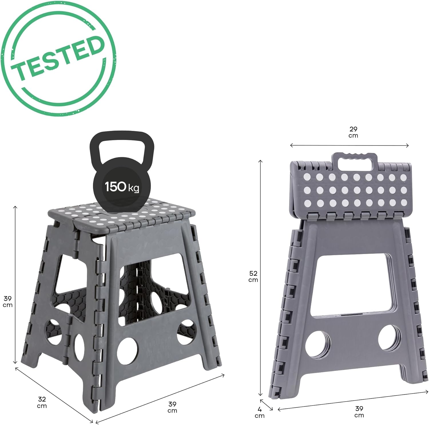 Arregui - tabouret pliant multiusage - 39 cm - marchepied pliable TB-039-G