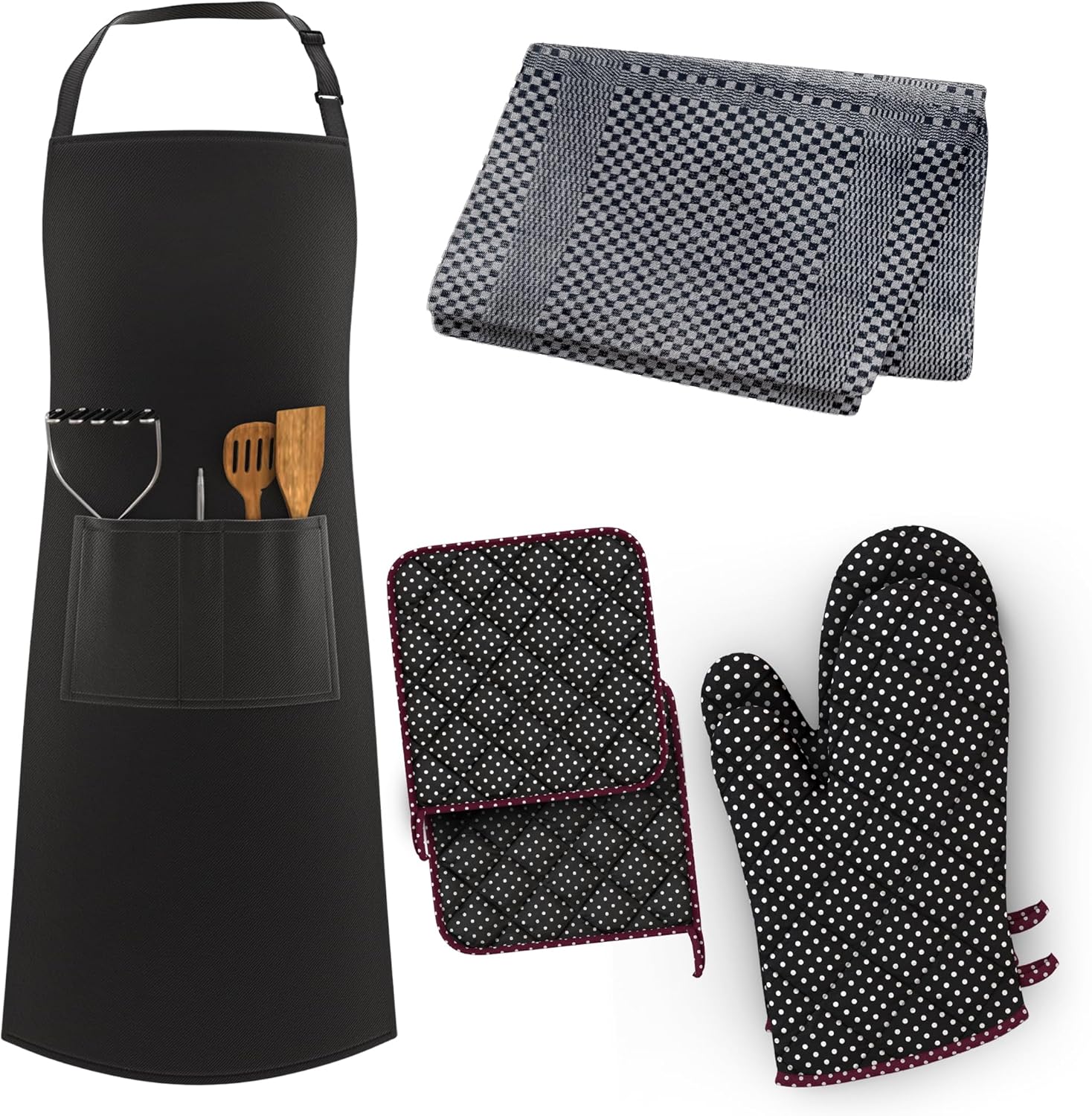 LEFUNDA - tablier cuisine ajustable, 3 poches, étanche, longues lanières