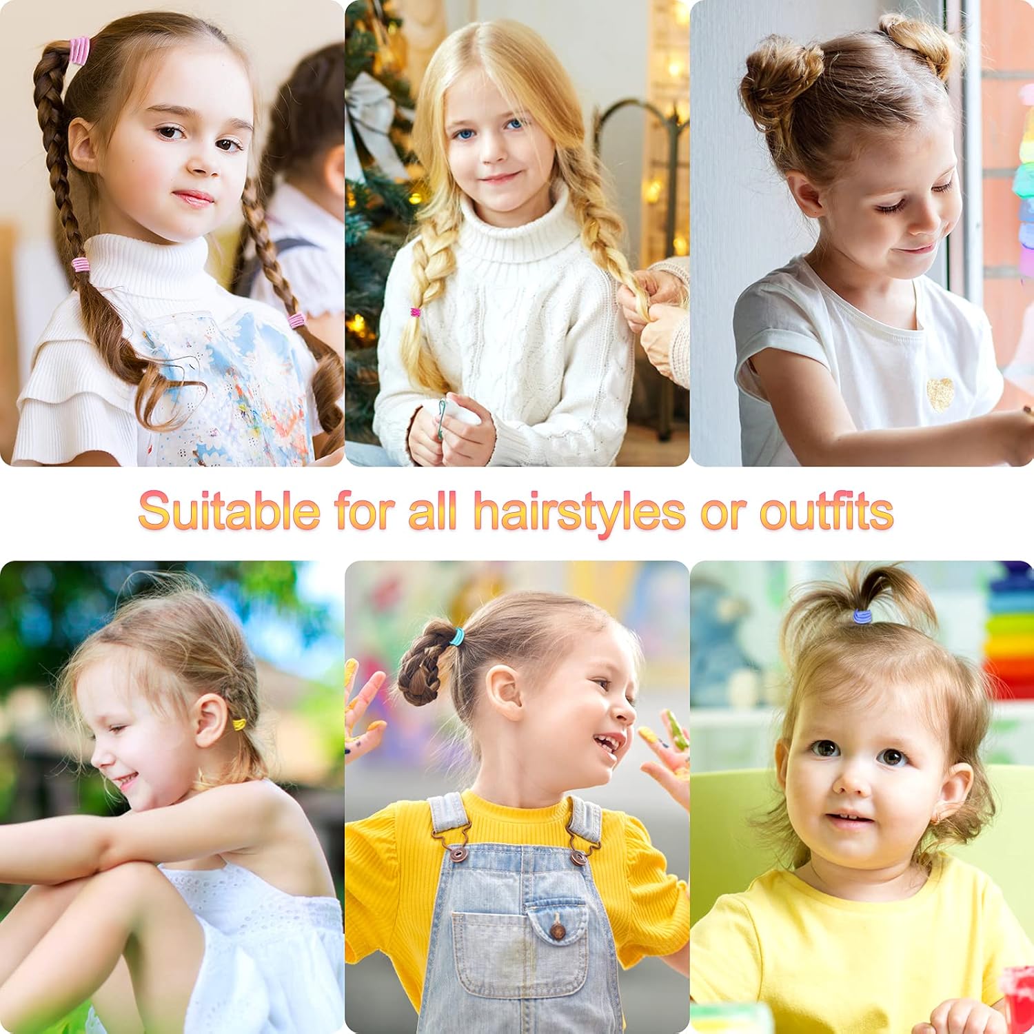 Elastiques à cheveux – lot 320 pièces, 2,5 cm, multicolore, enfants
