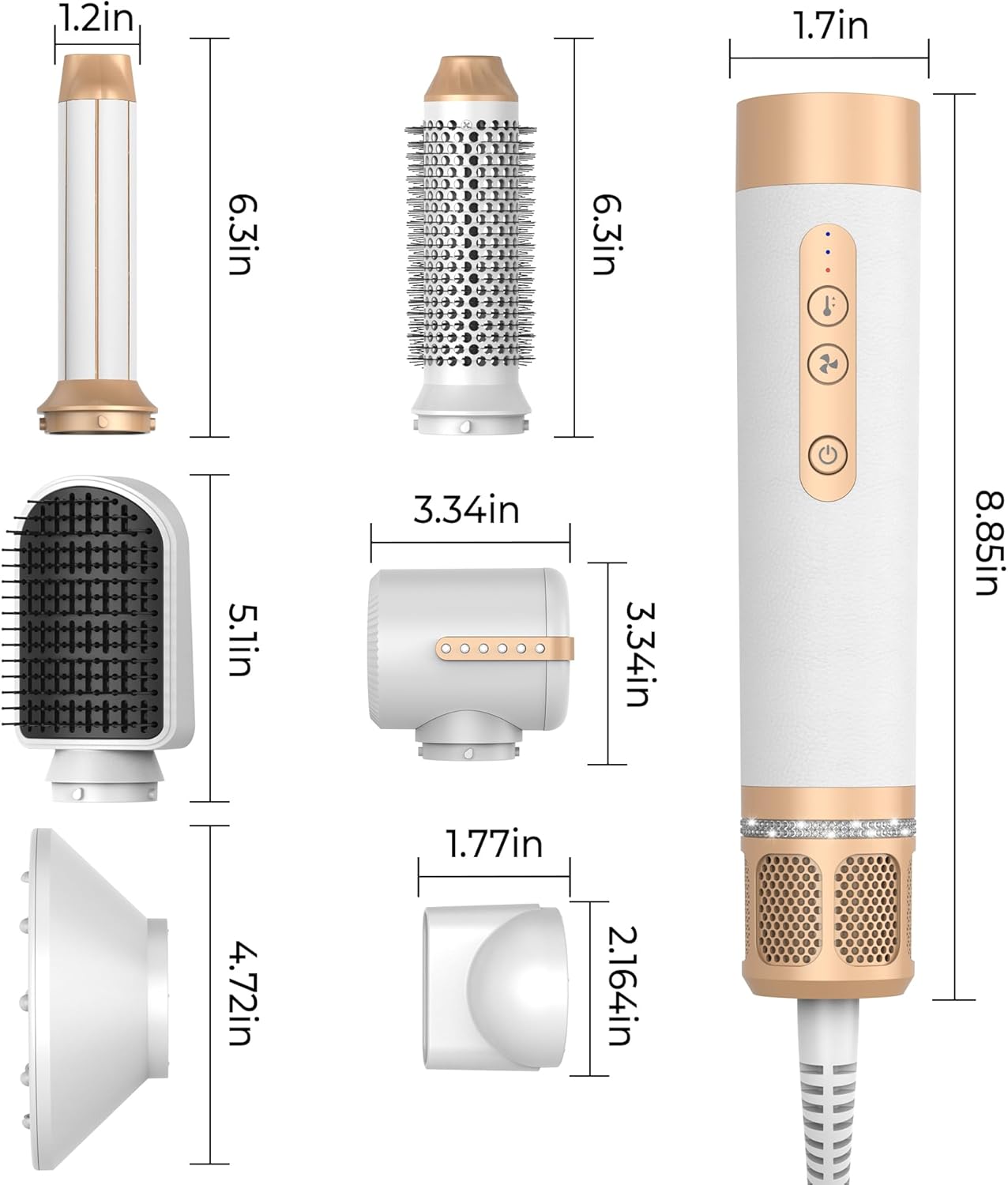 UKLISS - Air Styler 7 en 1 - brosse, boucleur, diffuseur - séchage rapide
