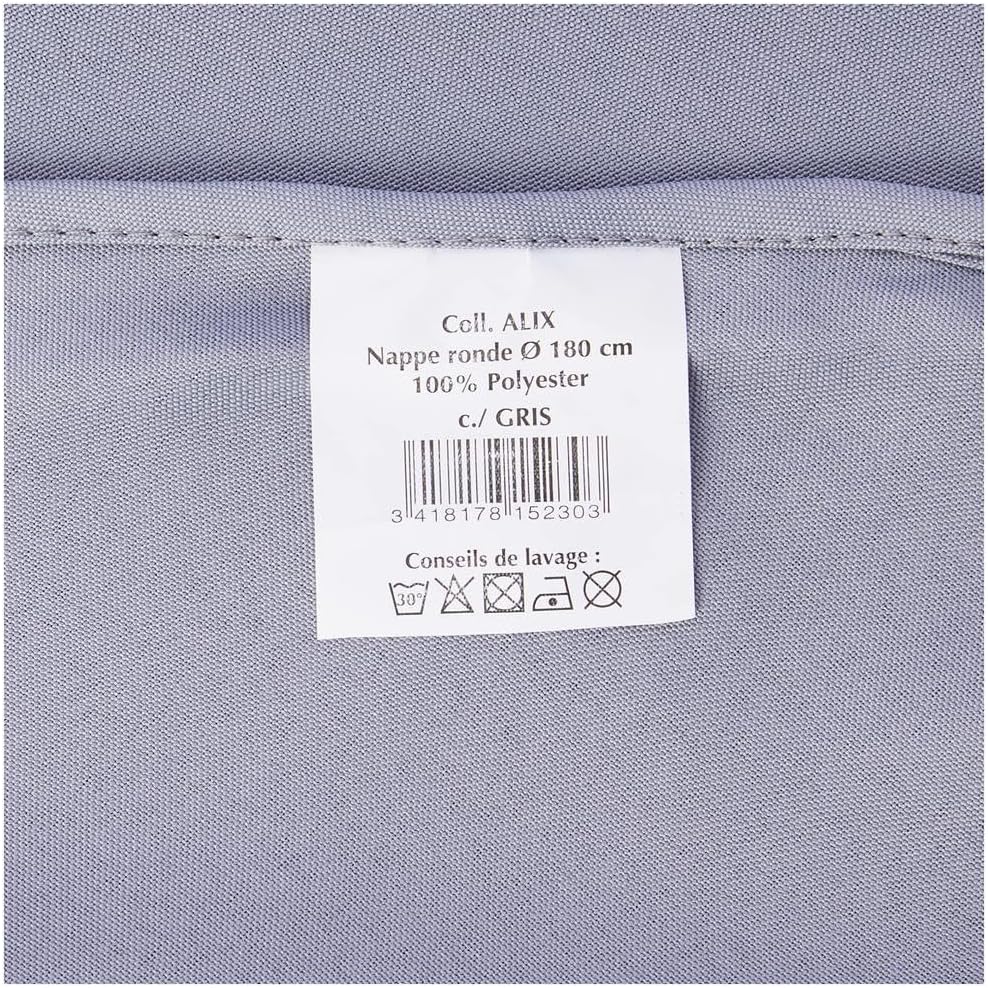 Soleil d'ocre - Alix nappe ronde anti-taches - 180 cm - polyester, gris