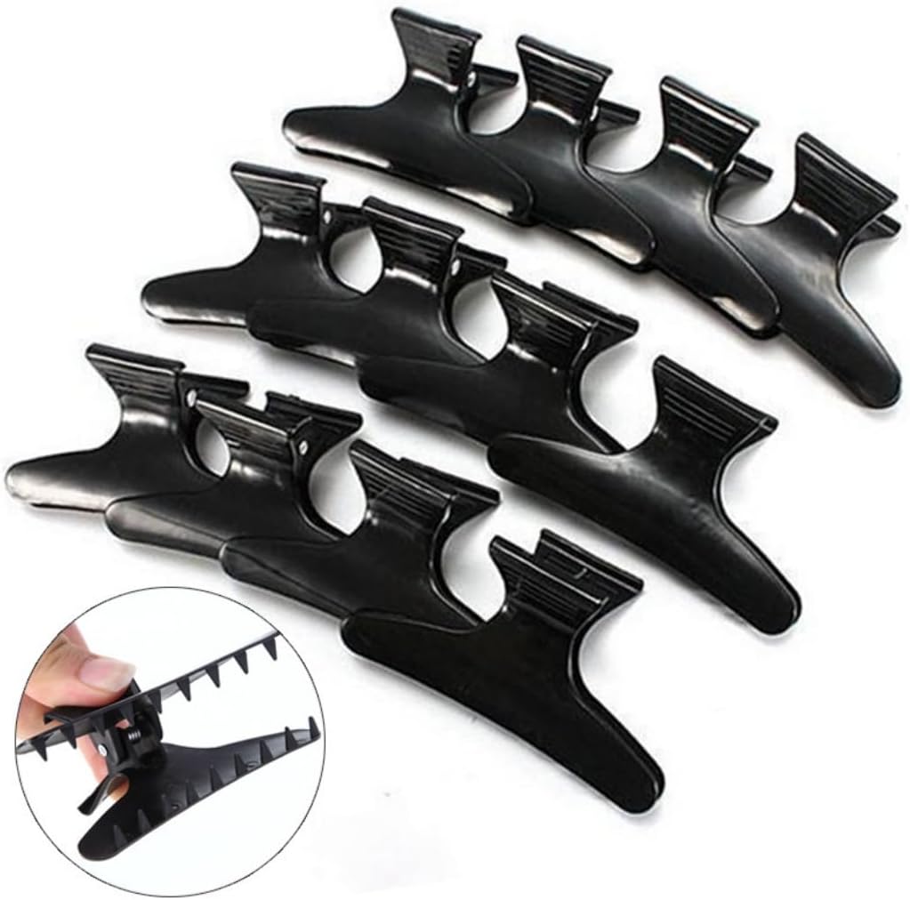 Grapelet - pince à cheveux papillon - 12x - plastique noir, coiffure filles