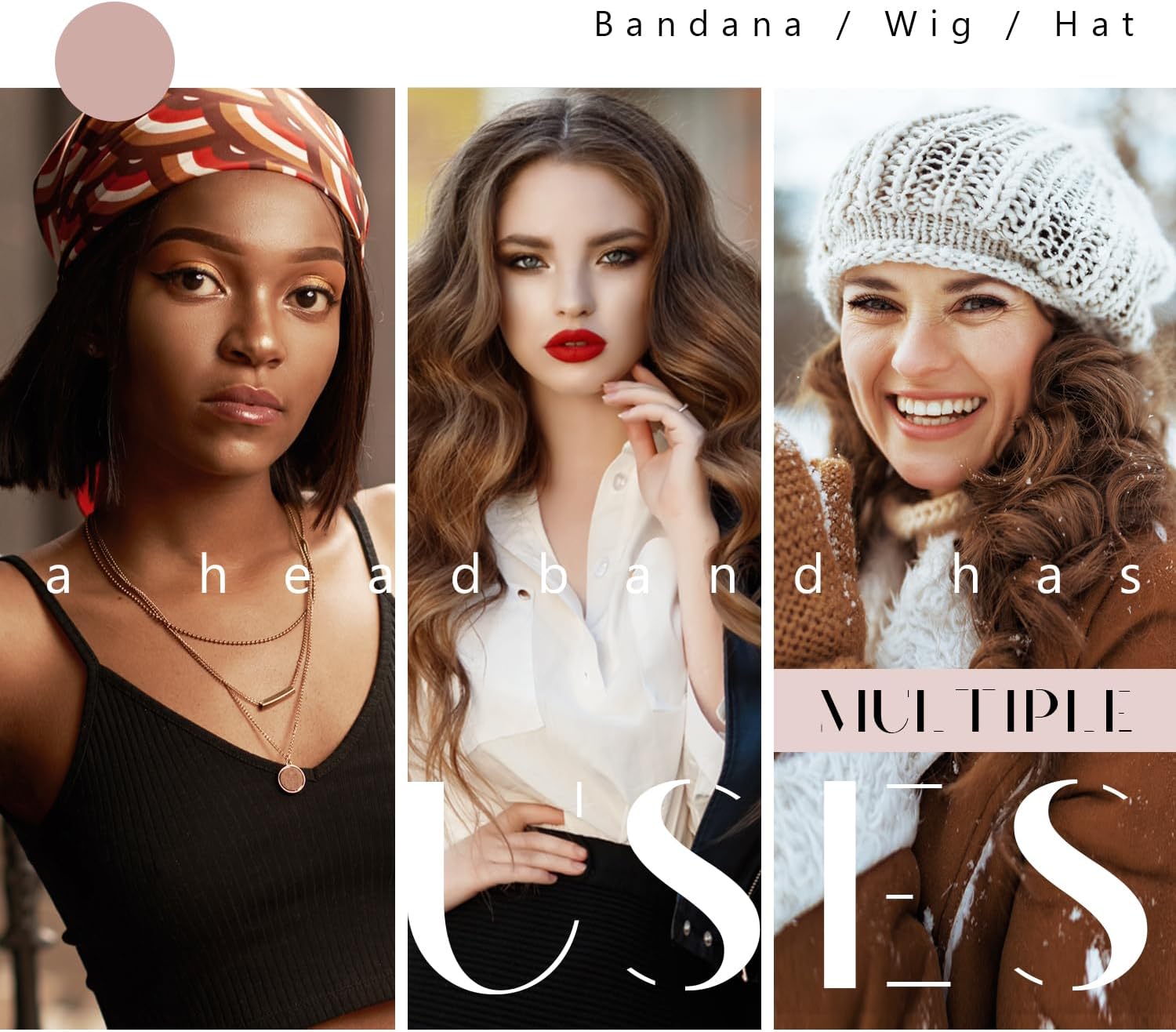 Dreamlover - bandeau perruque antidérapant femme - marron foncé - 2 pièces