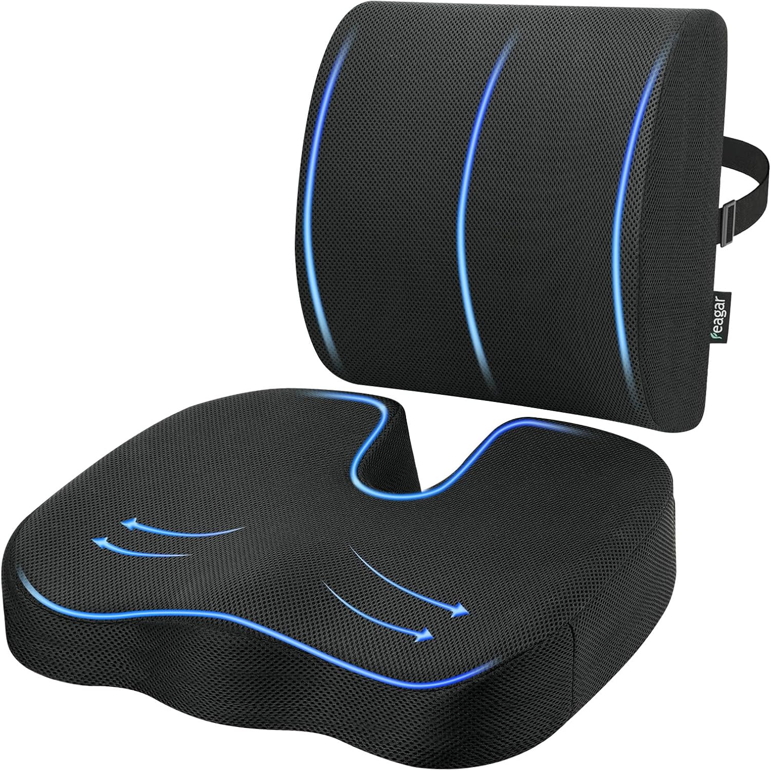 Feagar - Coussin Coccyx Orthopédique - mémoire de forme, ergonomique, antidérapant, 45x35cm