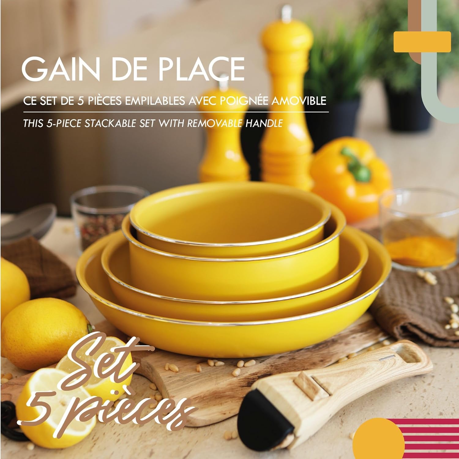 MENASTYL - Colorama - 2 poêles, 2 casseroles, poignée - céramique induction