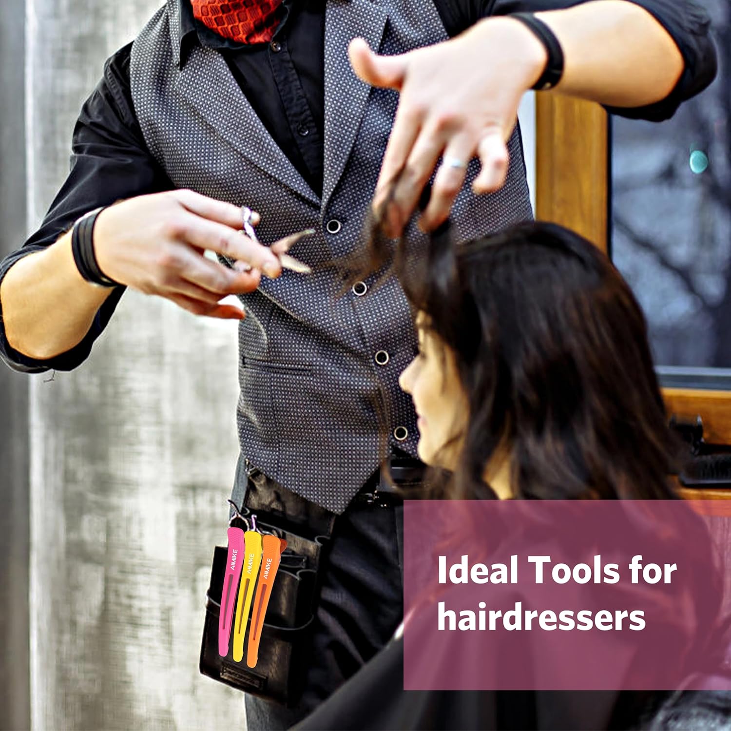 AIMIKE - pinces à cheveux néon - lot de 6 - antidérapantes, bec de canard, sans trace