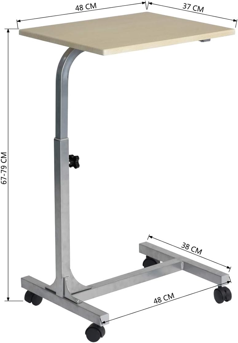 MEUBLE COSY - Table de Lit réglable sur roulettes - 48x37x79cm - support PC chêne