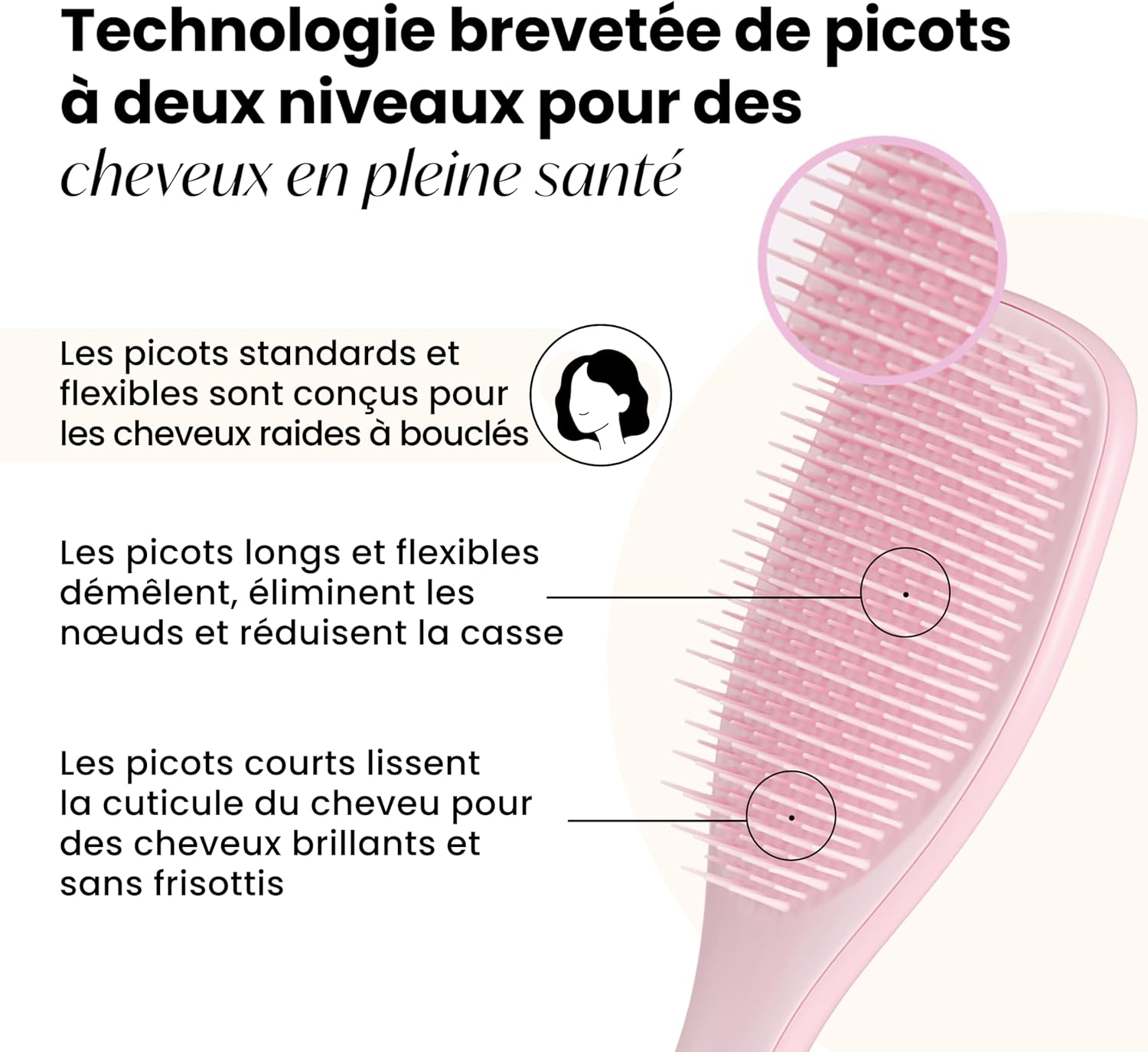 Tangle Teezer - Ultimate Detangler - Picots 2 niveaux - Démêle & réduit la casse