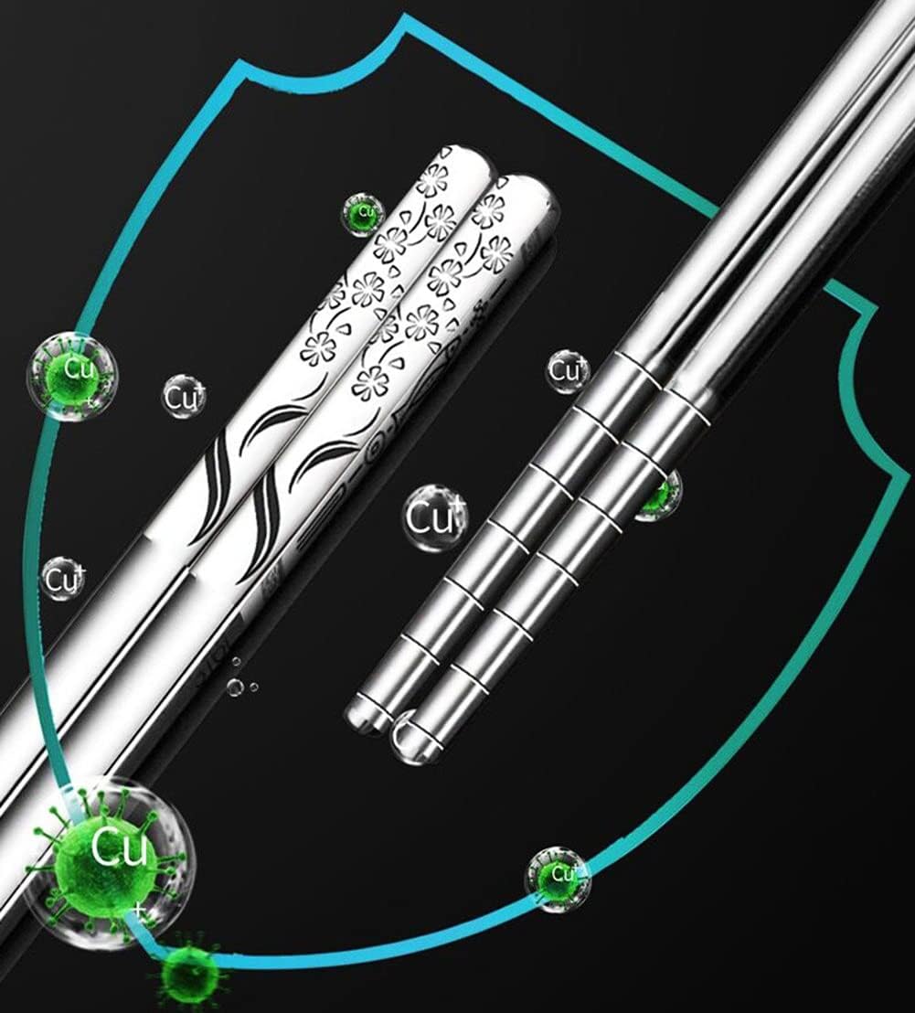 Baguettes réutilisables - acier inox, gravure laser, lot 5 paires, coffret cadeau