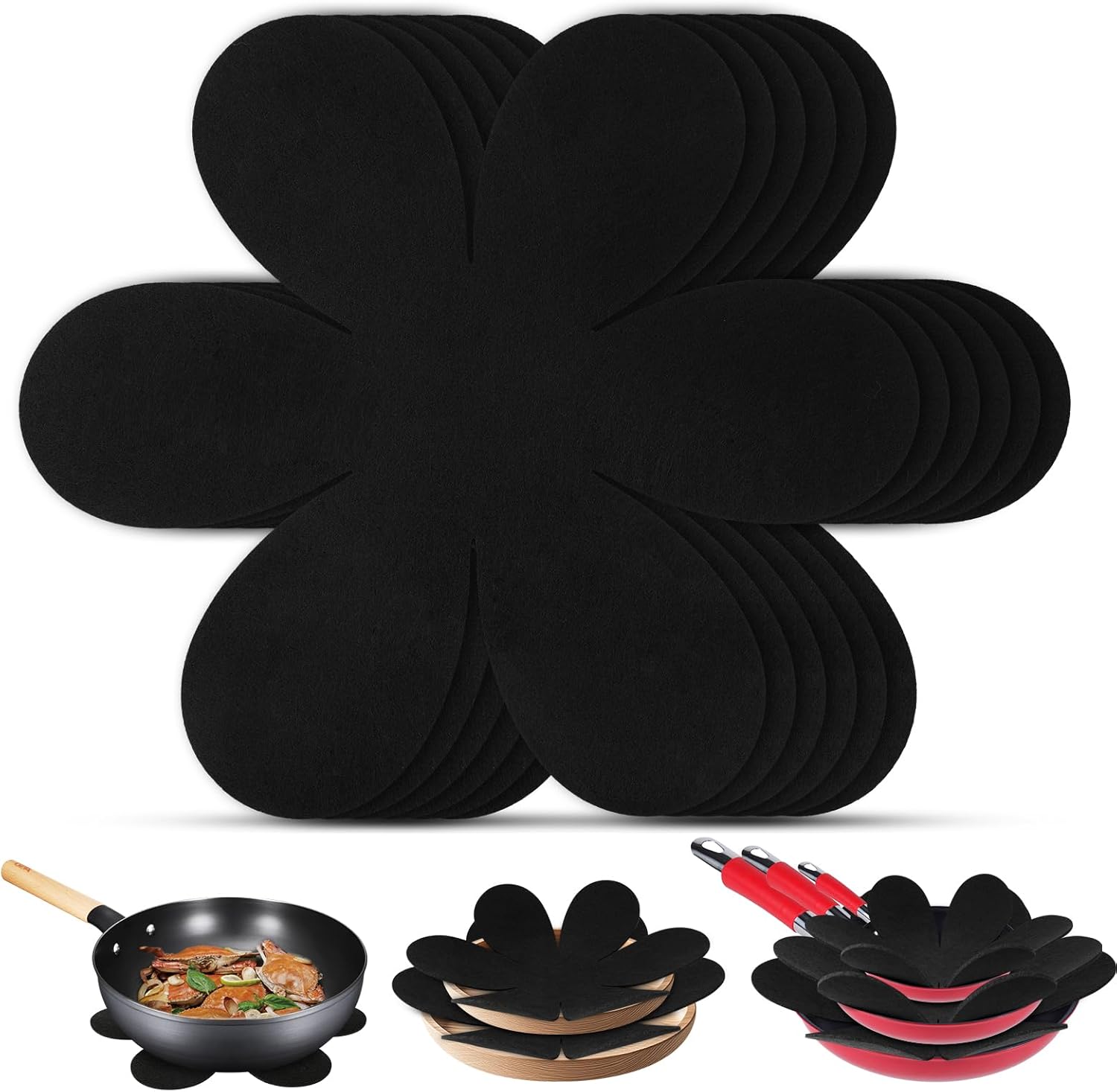 Flintronic - Protection casseroles, série 6 pièces, 32 cm - protège-poêle premium, anti-rayures