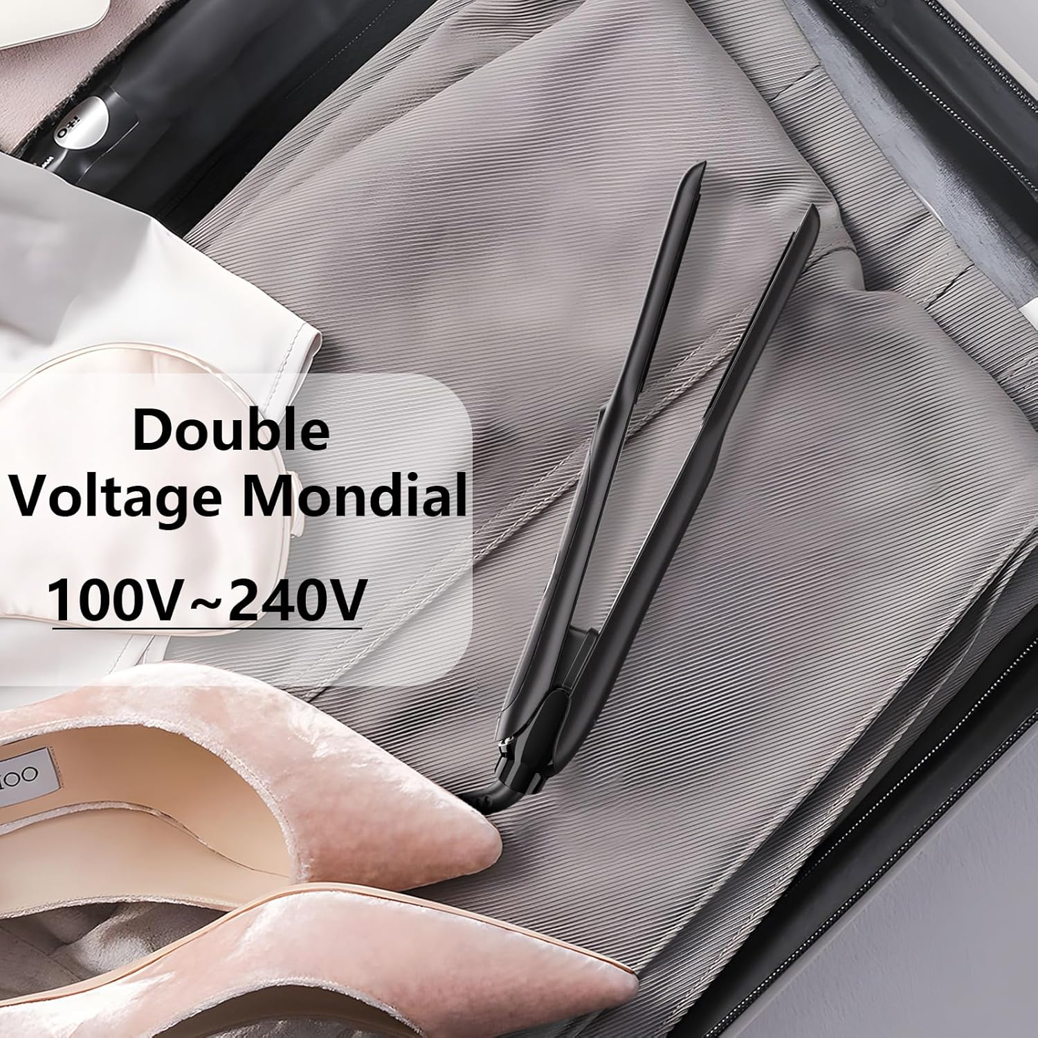 DSHOW - Mini lisseur cheveux courts - compact - double voltage, chauffe rapide, arrêt auto