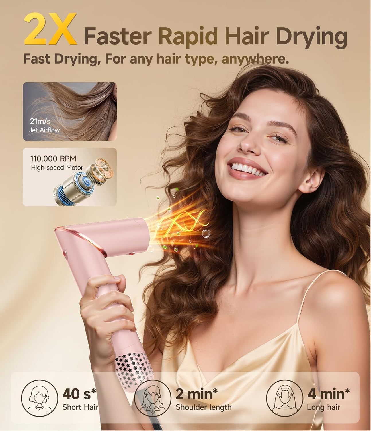 Brosse soufflante 8 en 1 - Air Styler flexible, brushing, boucleur, lissage