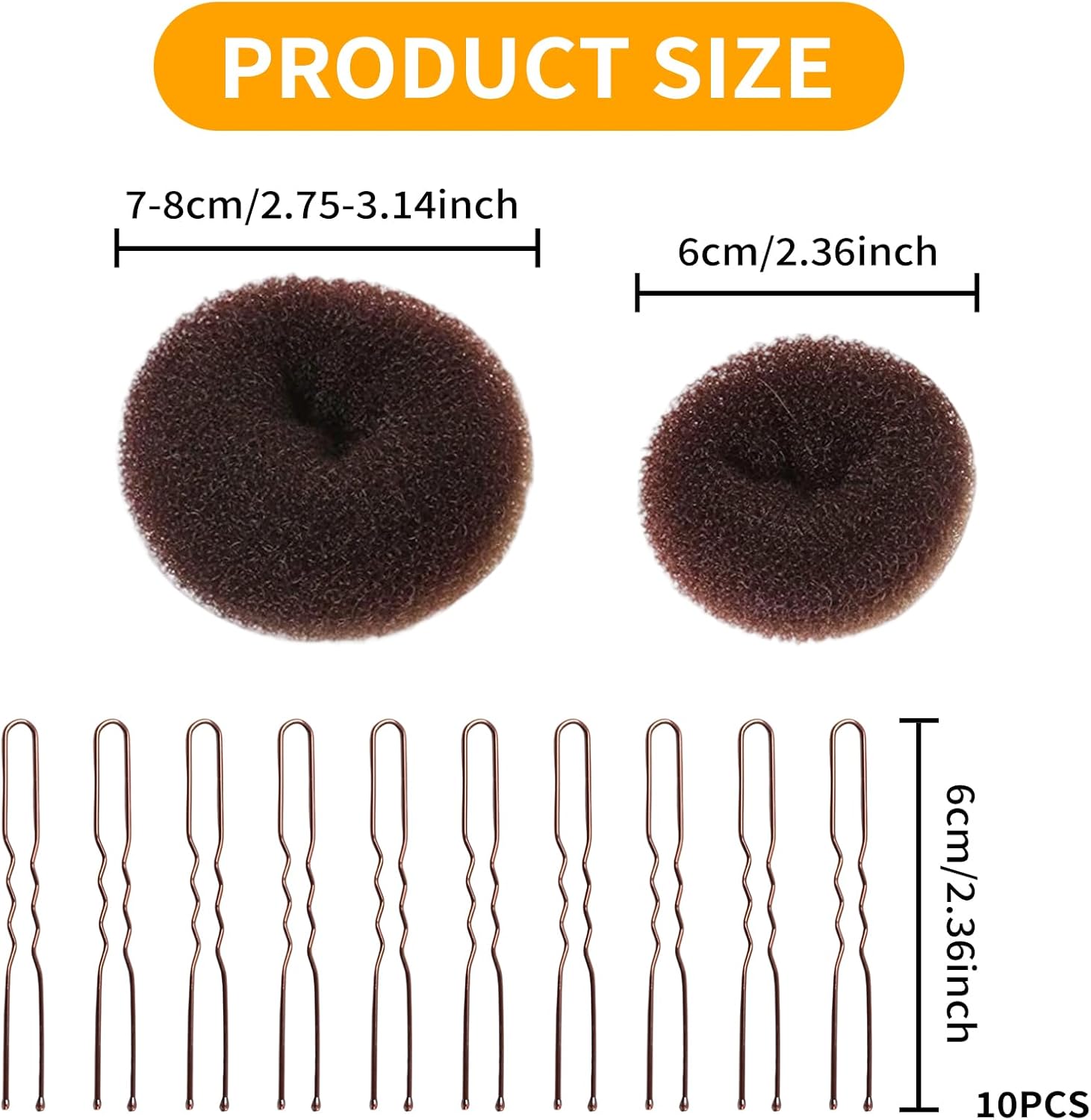 Accessoire cheveux - donut chignon marron - lot de 4 - coussin élastique