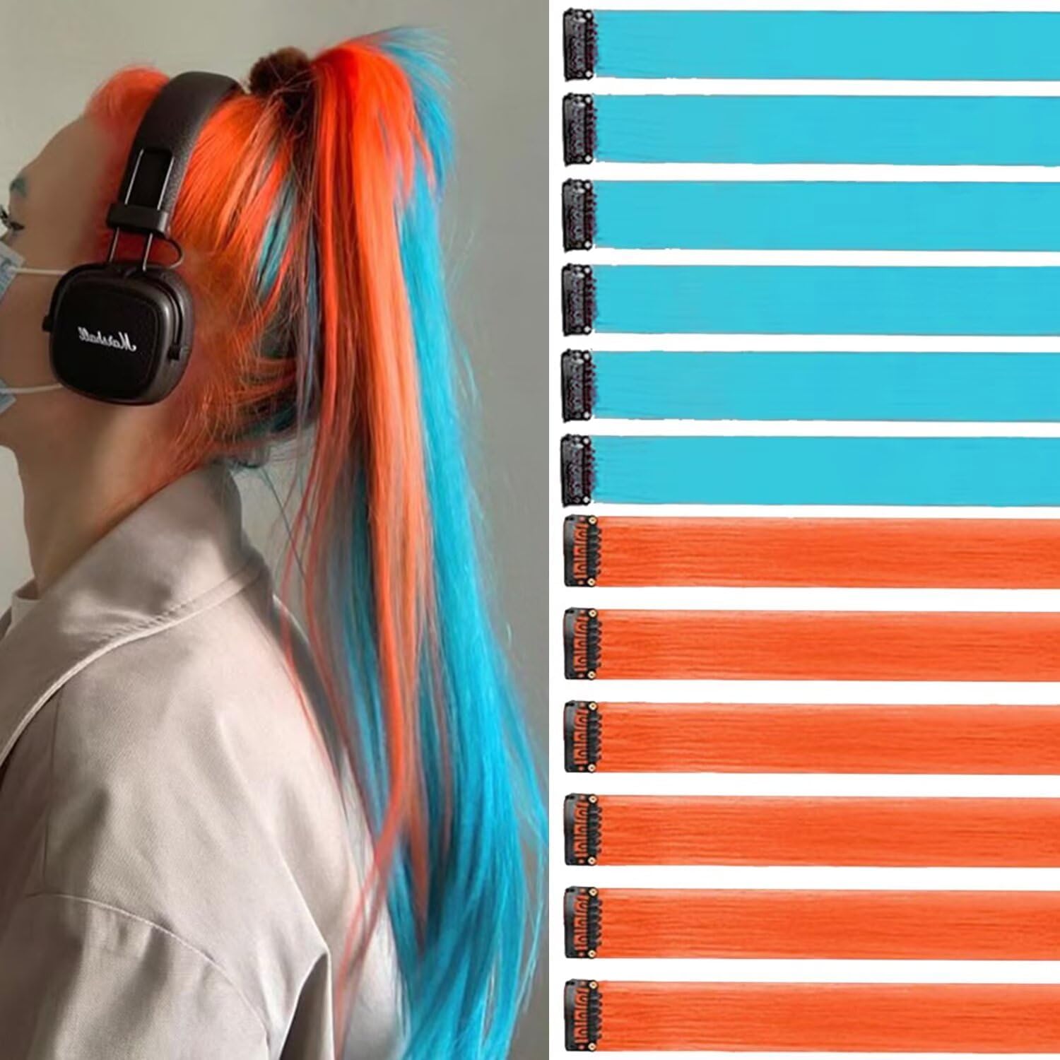 Extension de cheveux colorés - 22 pouces - synthétique, résistant chaleur