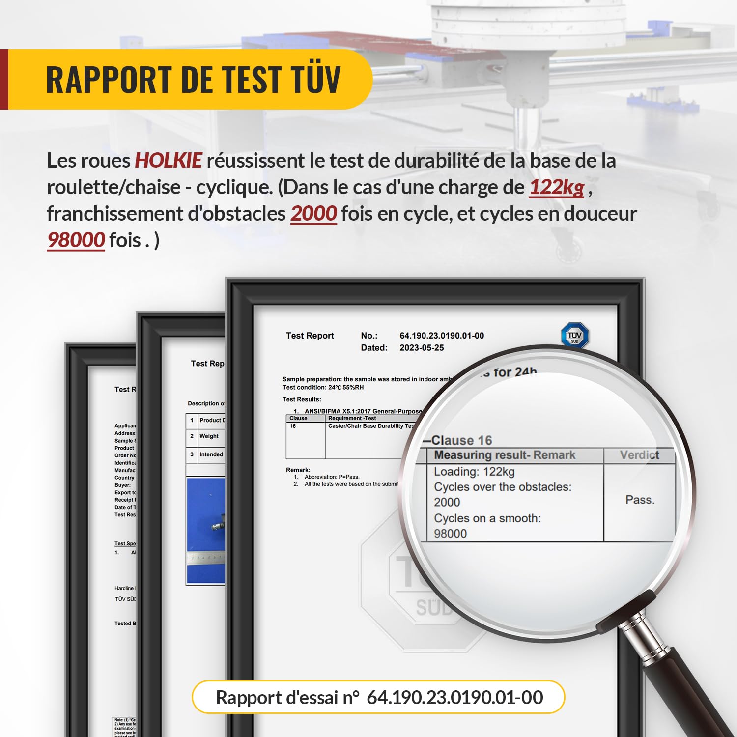 Holkie - roulettes caoutchouc pour chaise bureau - 11x22 mm - lot de 5 robustes, pour sols bois et tapis