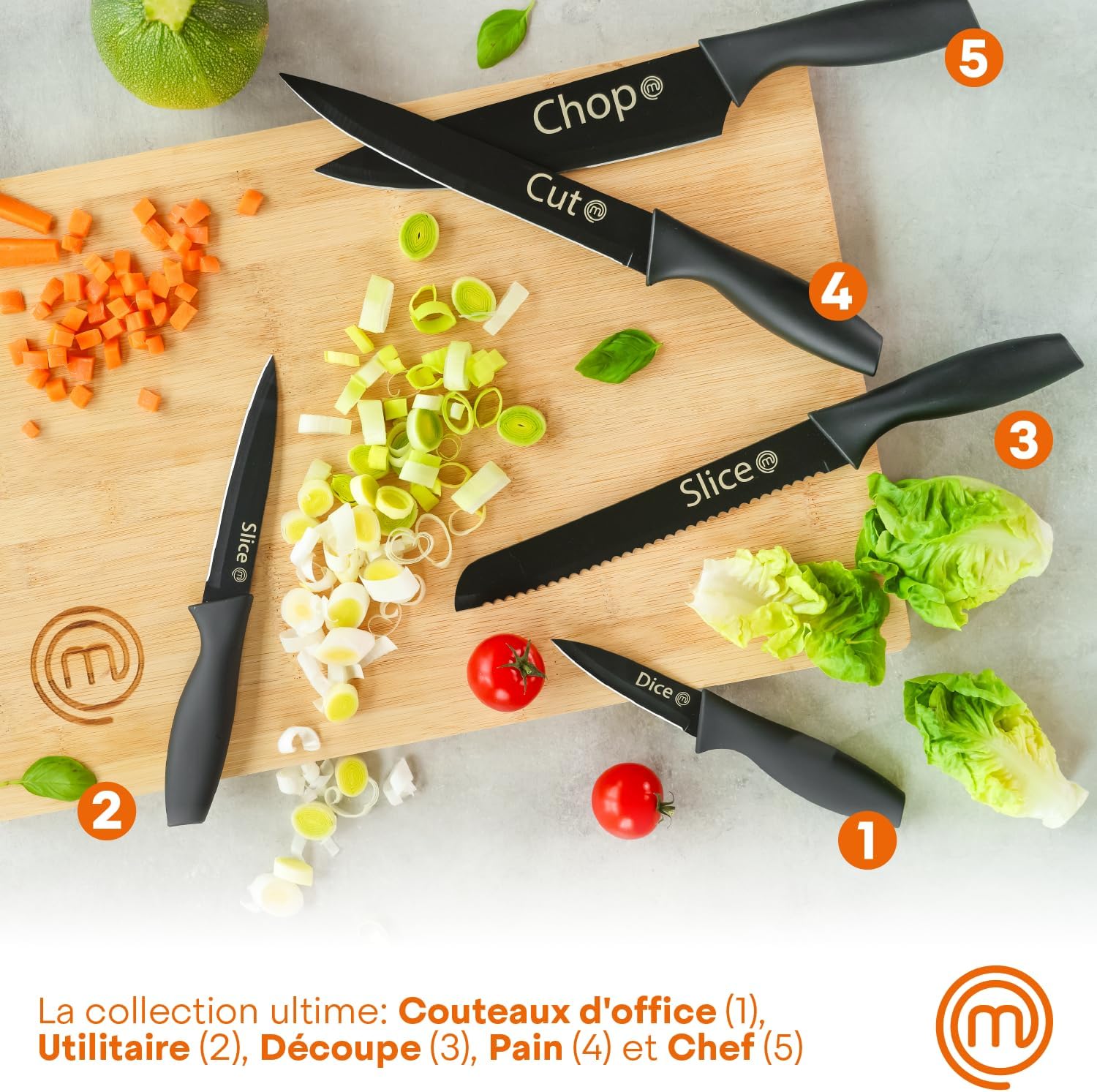 MasterChef - Set Cuisine Antirouille - 5 pièces inox poignées confortables