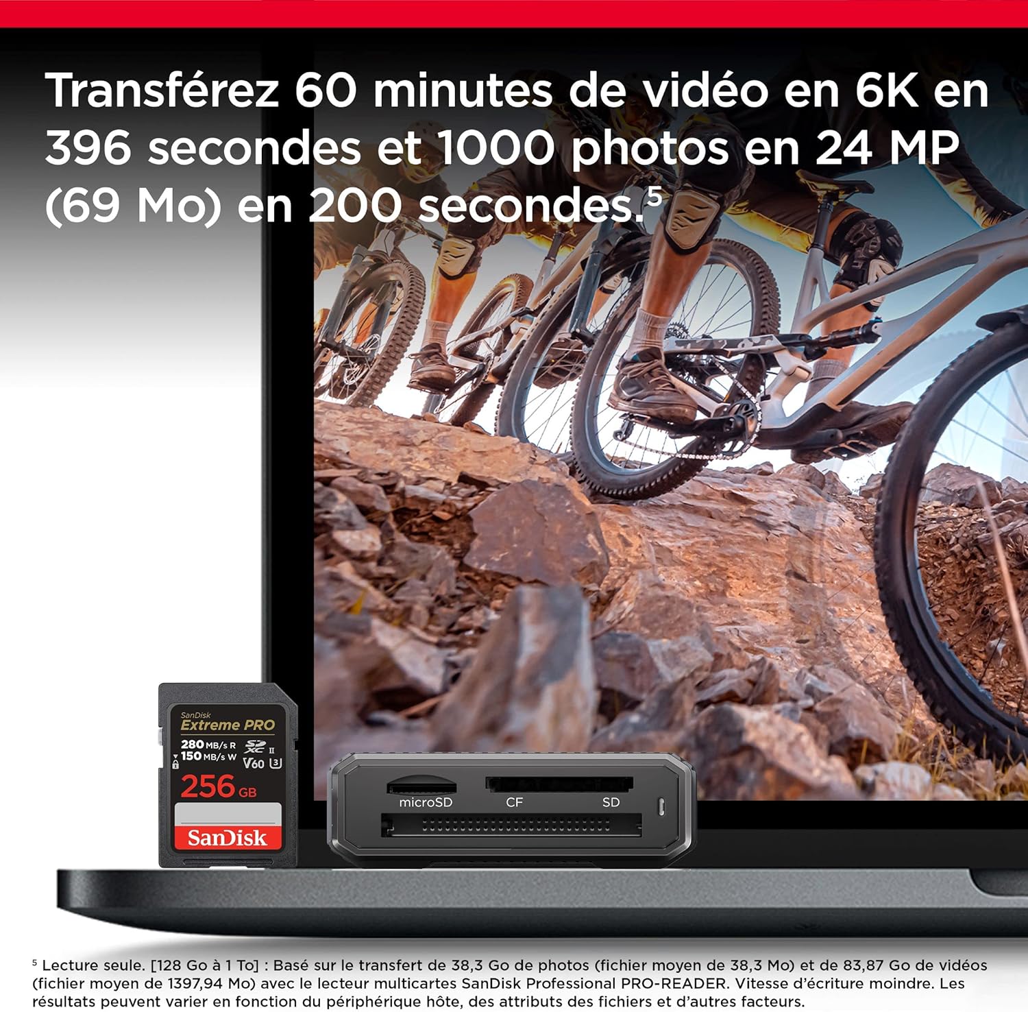SanDisk - Extreme Pro SD - 256 Go - vitesse élevée, noir