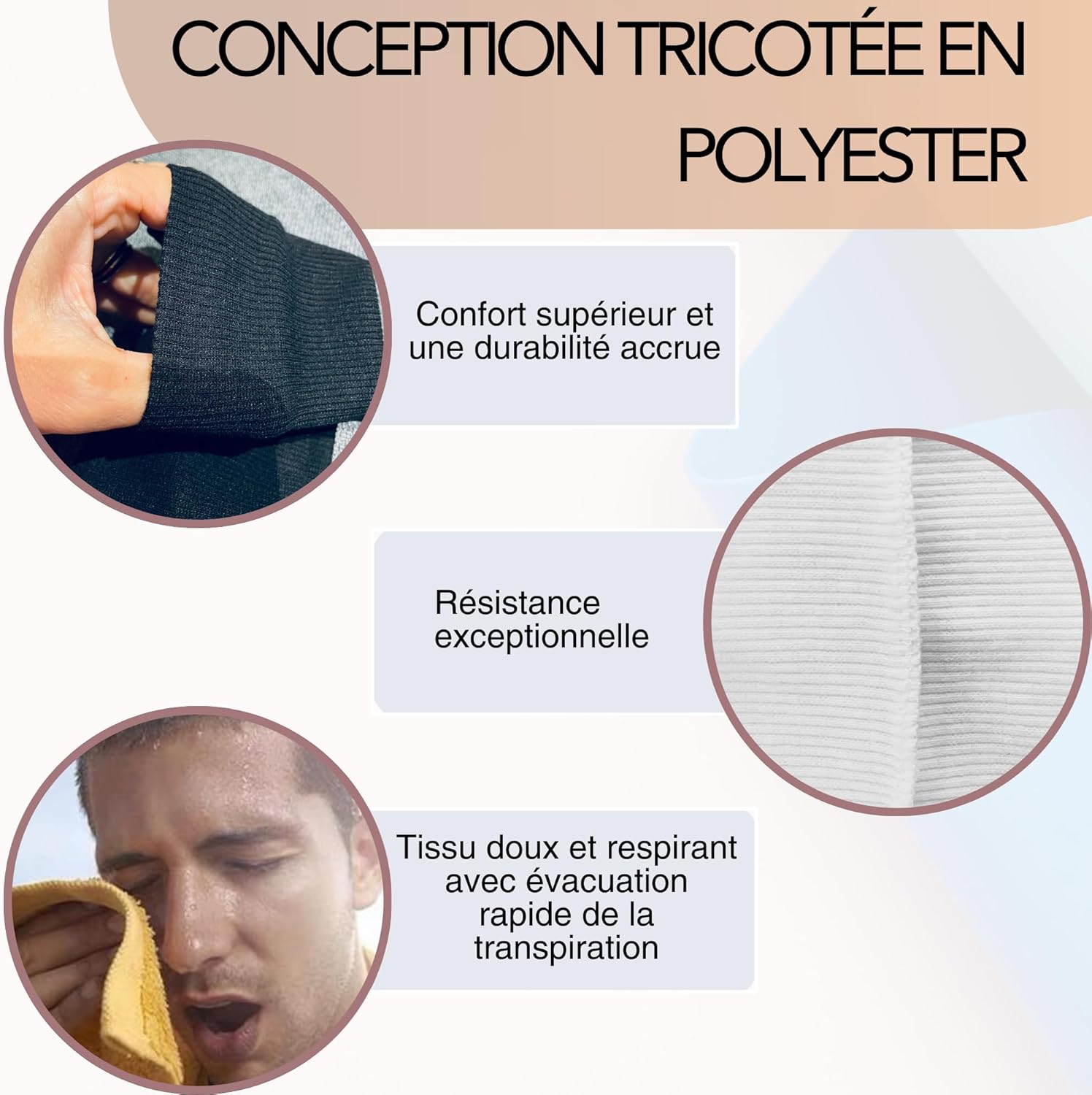 Bandeau cheveux élastique - 3pcs - antidérapant, respirant, sport, maquillage