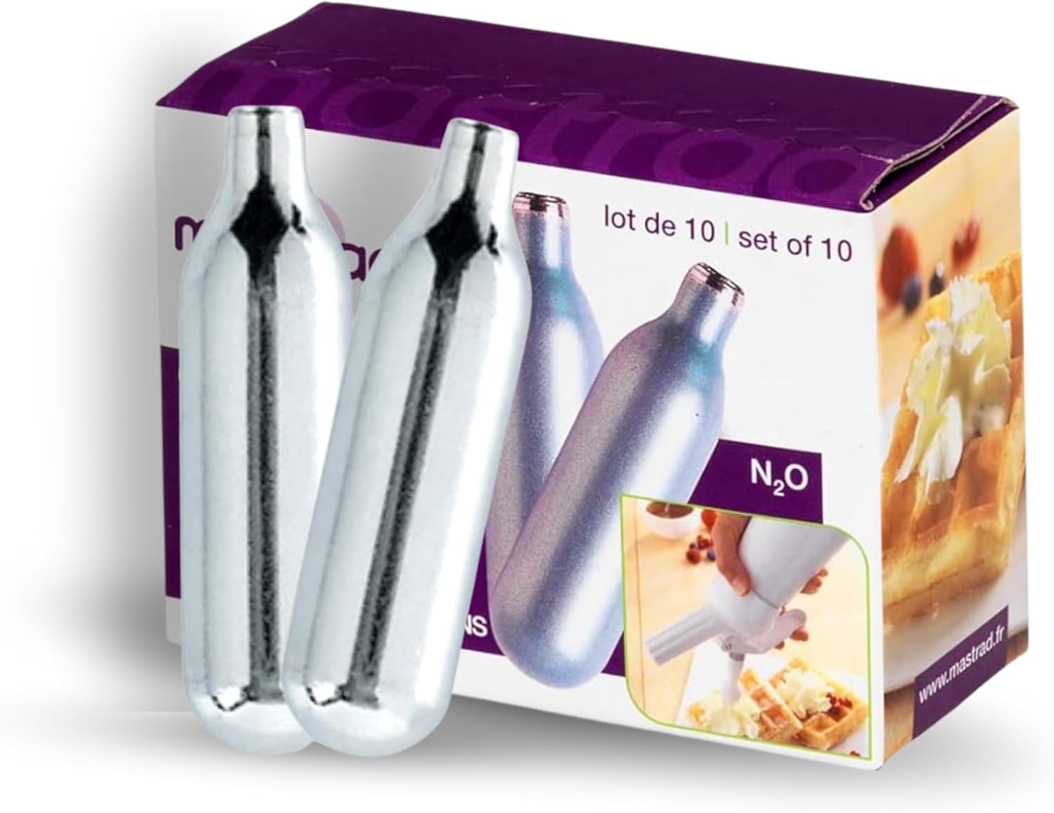 Mastrad - cartouches N₂O acier 8g - lot de 10, recyclables, universelles