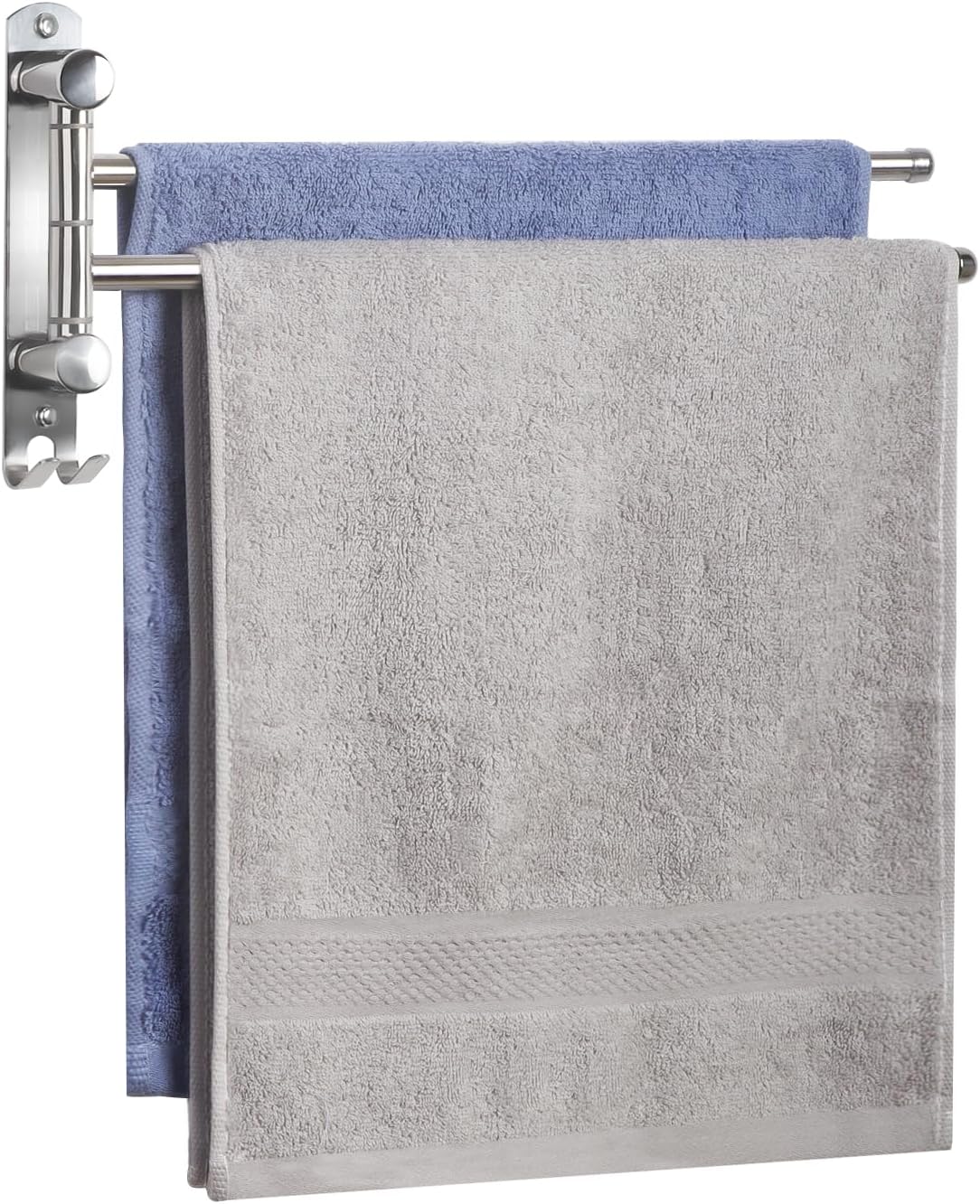 JSVER - porte-serviette double pivotant inox 180° - gain de place - argent