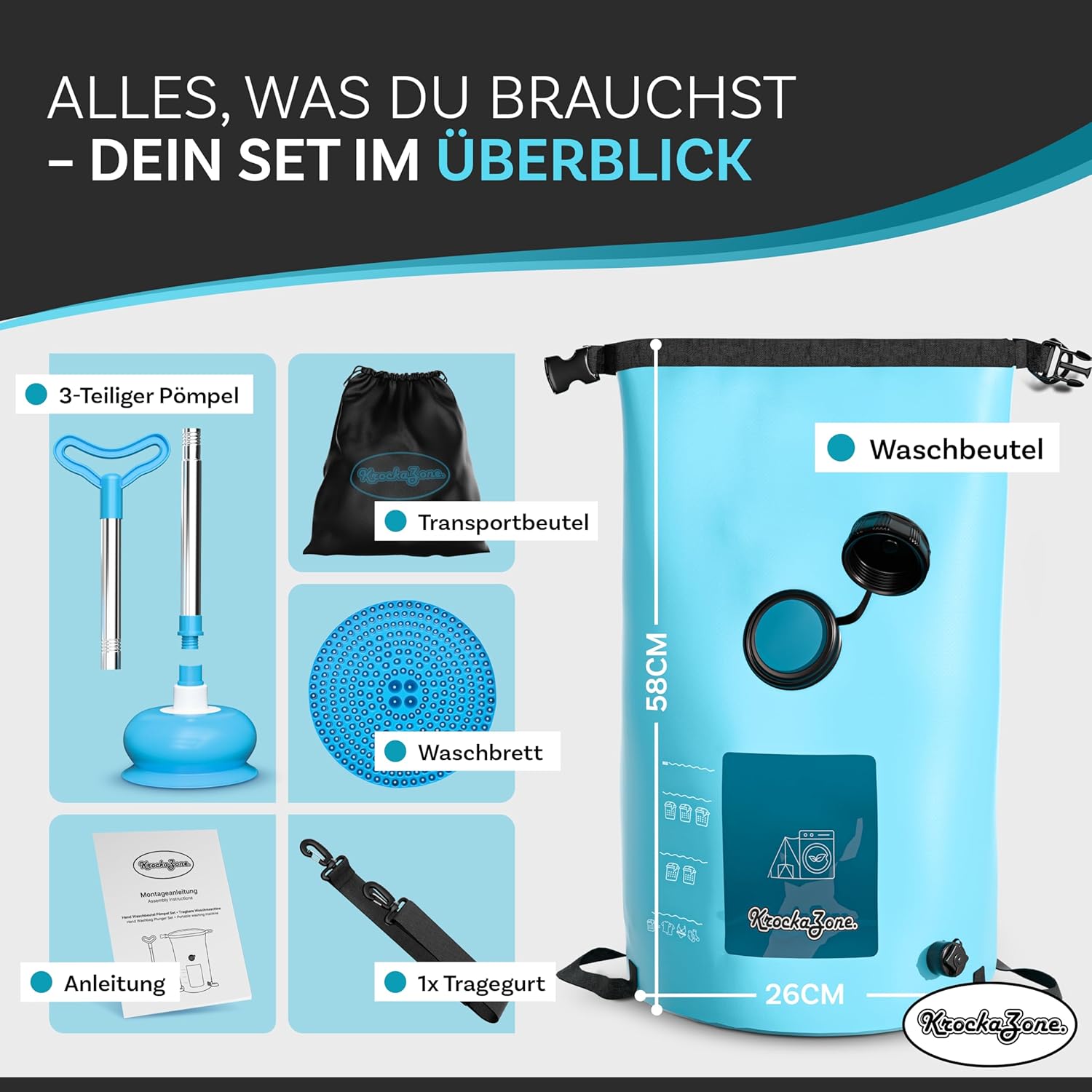 Machine à laver portable - trousse pliable, légère, sans électricité