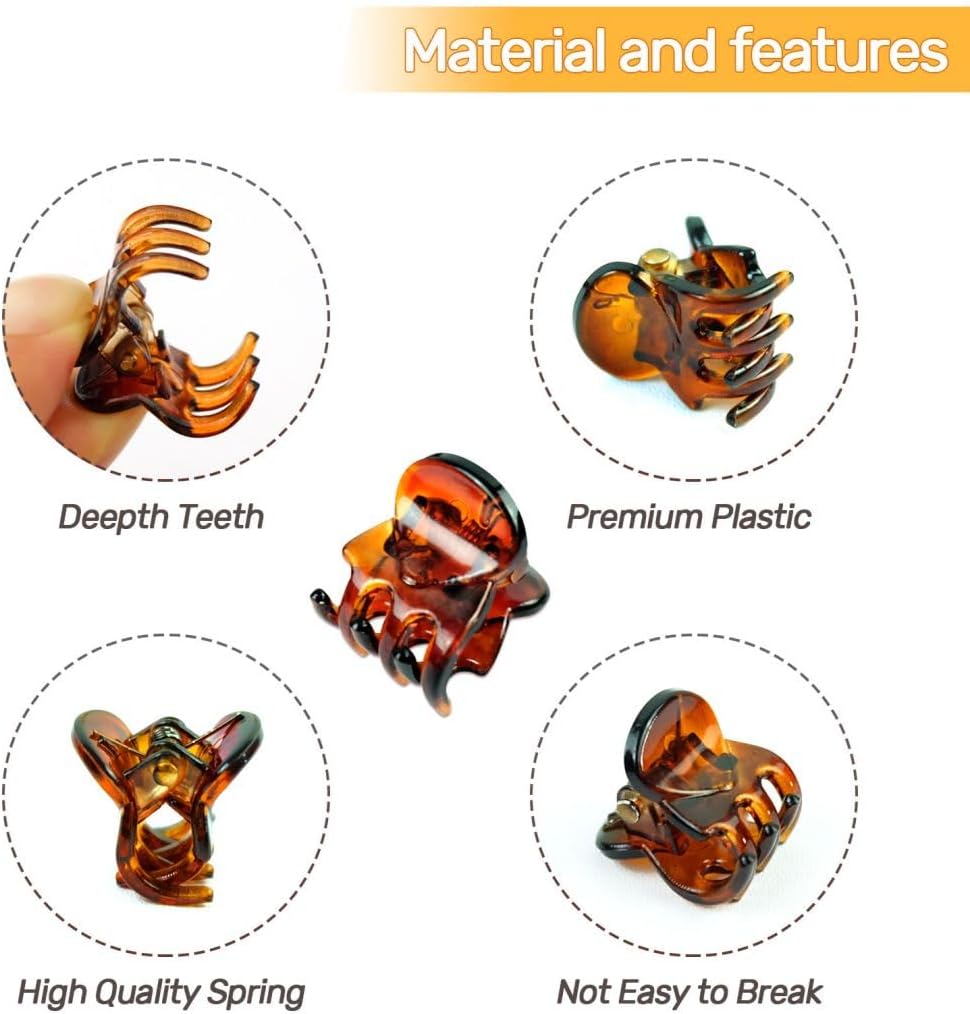 Mini pinces à cheveux - 30 pièces - acrylique noir/marron - antidérapantes