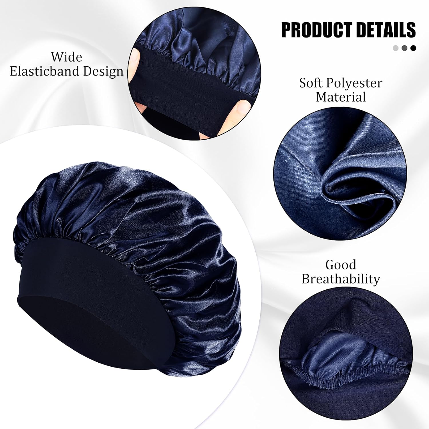 Bonnet satin cheveux nuit - élastique, soin capillaire, soie, protection nuit