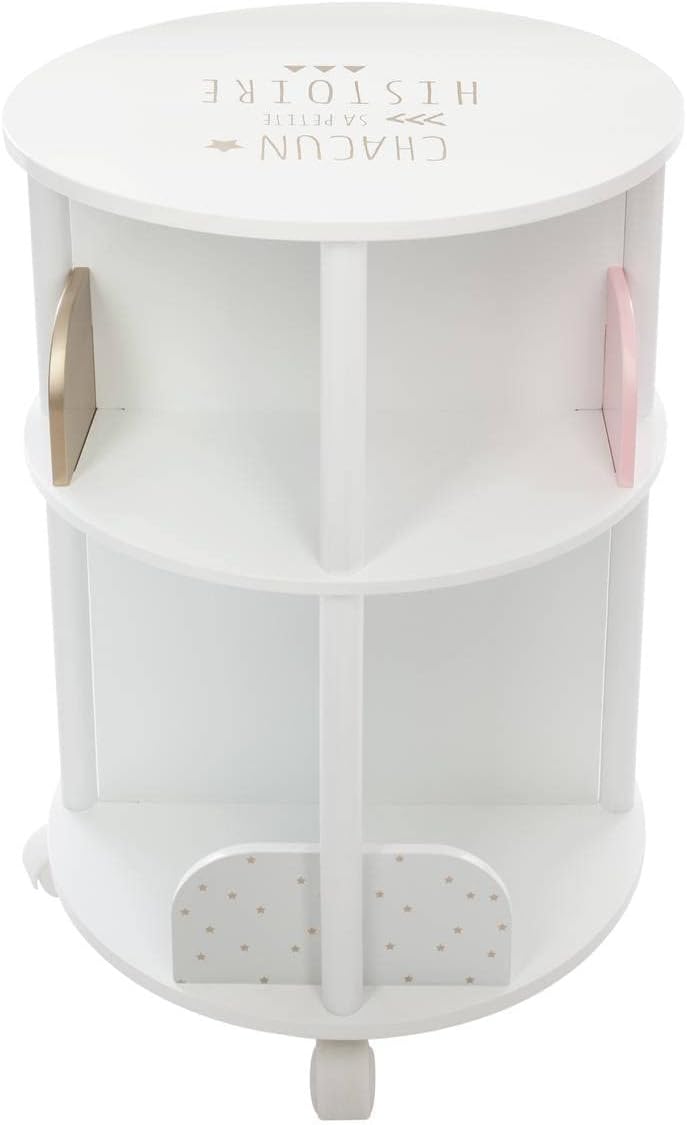 Atmosphera - Bibliothèque enfant ronde - blanc/rose H59 cm - design compact