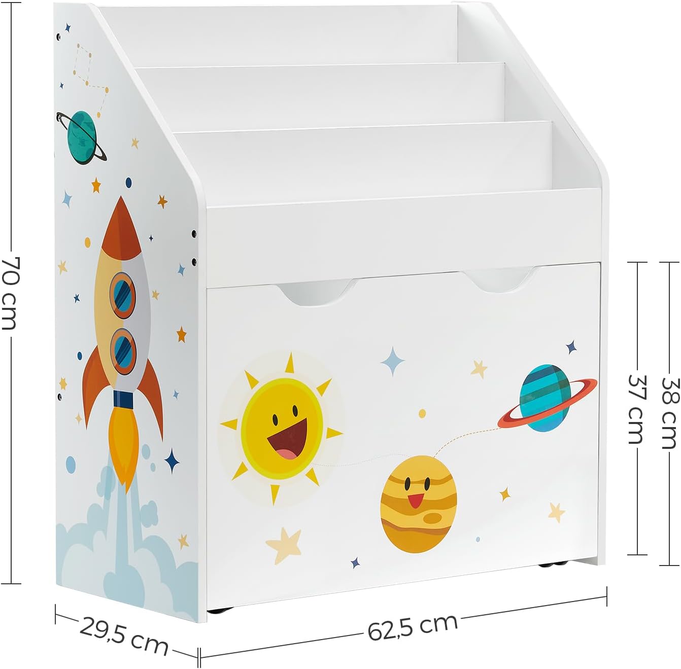SONGMICS - étagère enfants, 3 compartiments, roulettes, mobile, GKR41WT
