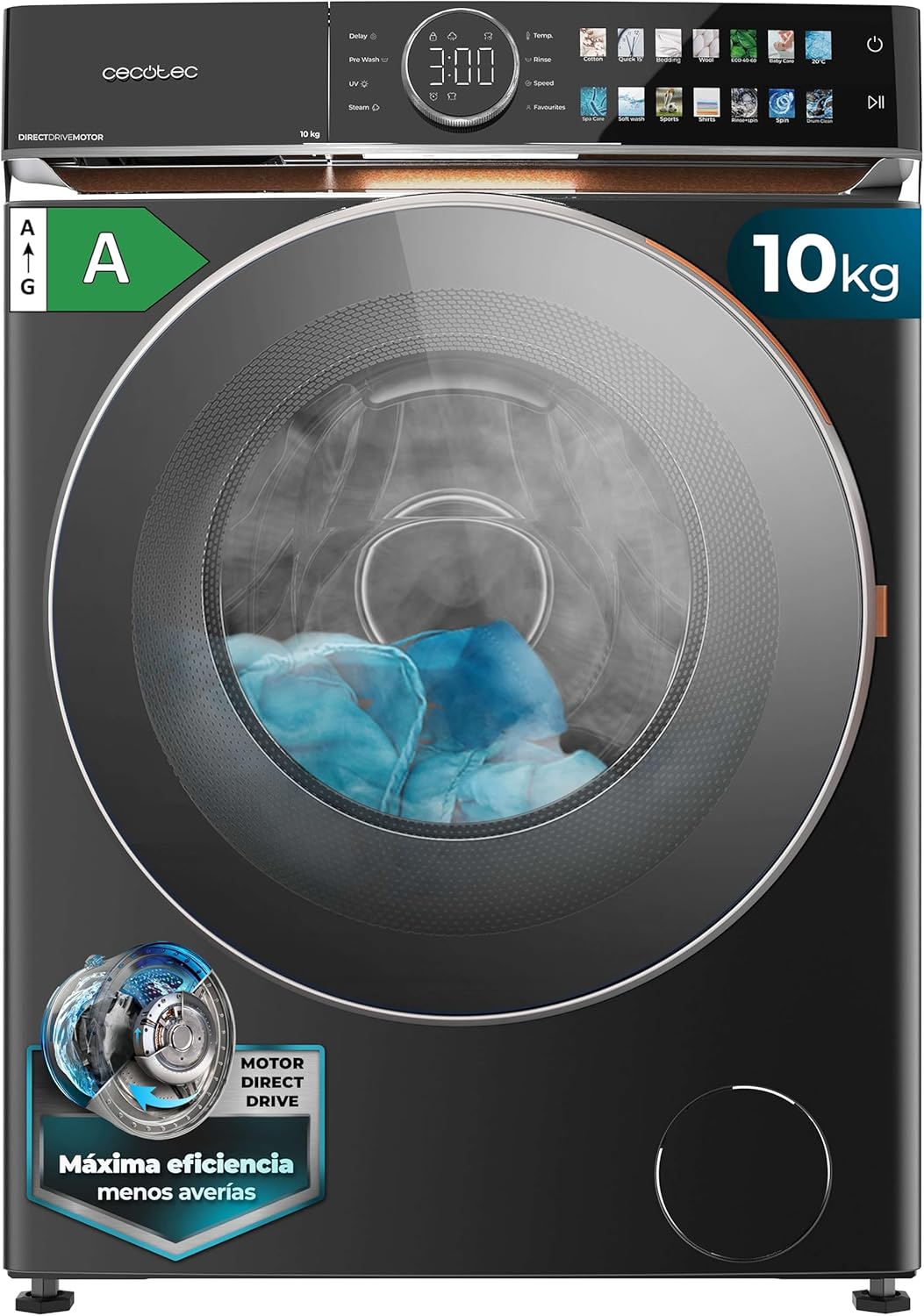 Cecotec - lave-linge - capacité 8 kg, 1400 tr/min, classe A