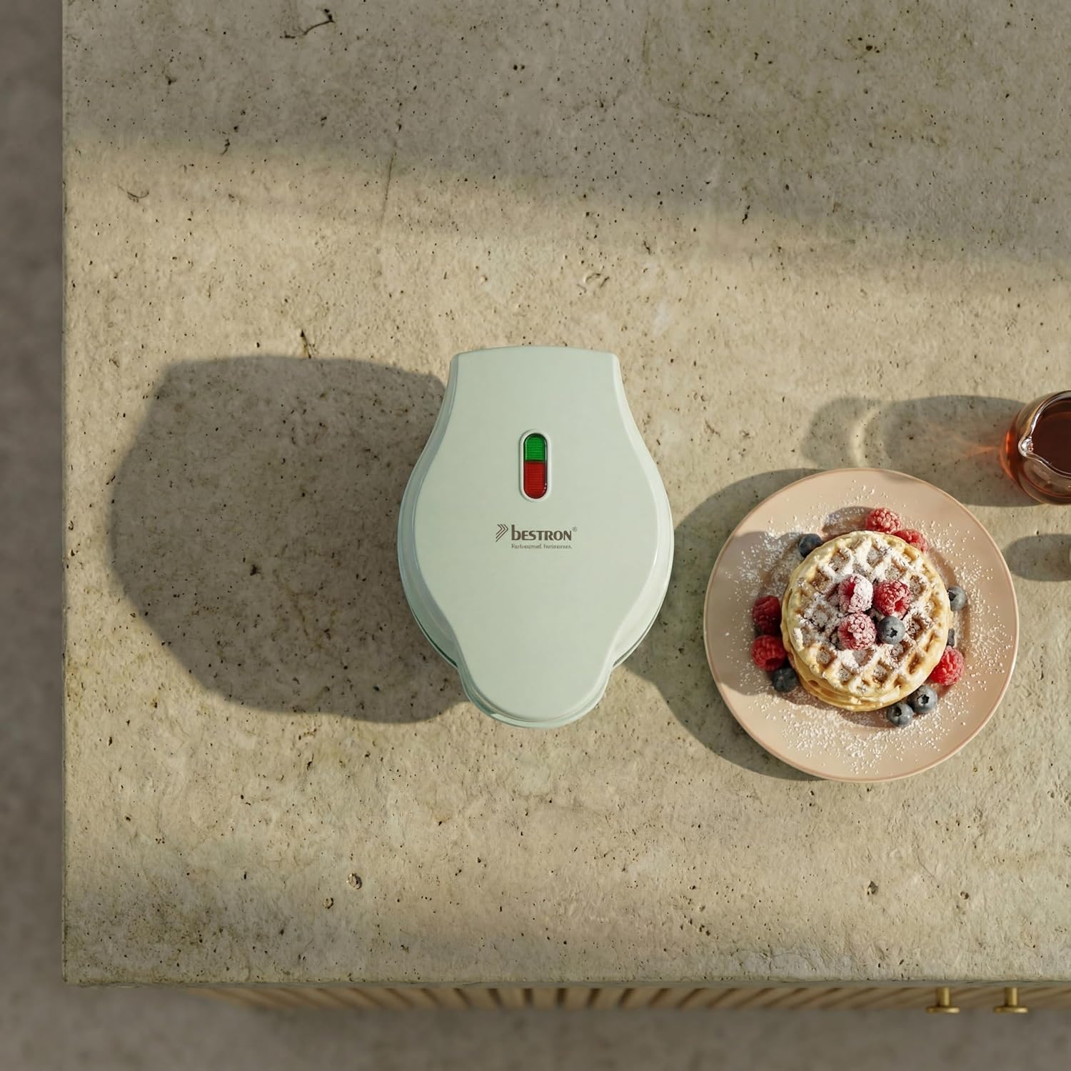 Bestron - Mini gaufrier rétro menthe - compact - revêtement anti-adhésif