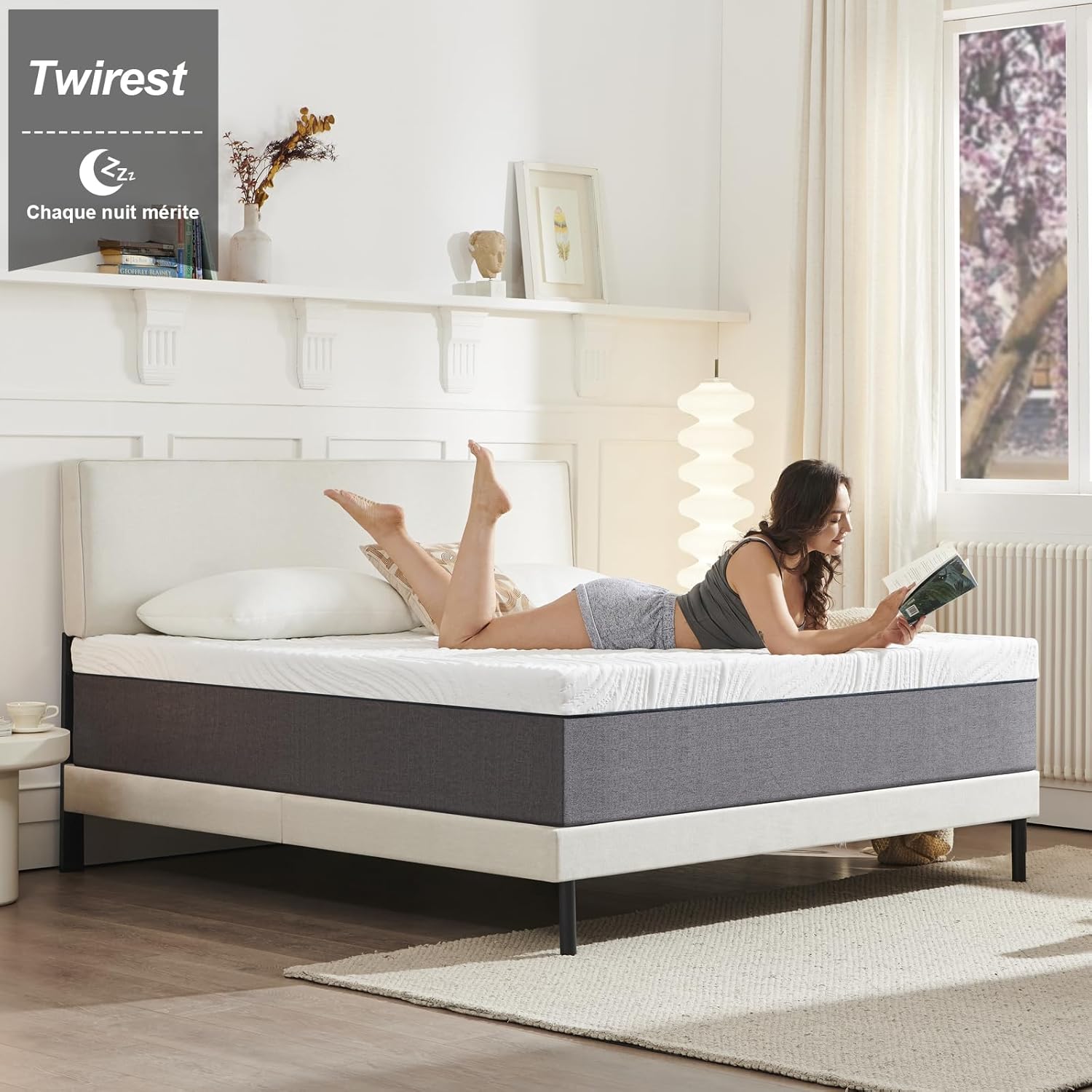 Matelas - mousse mémoire, 120x190 cm, 18 cm, 7 zones, réversible