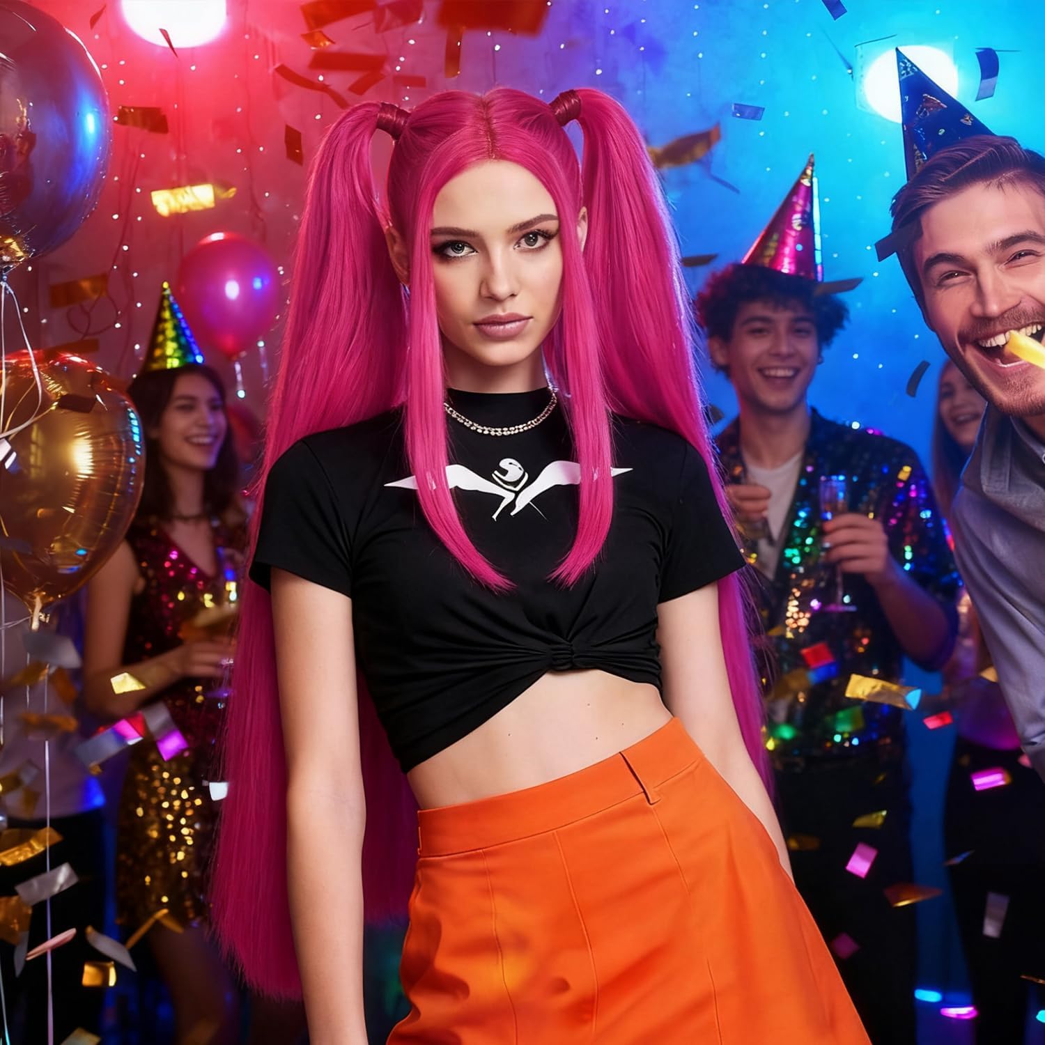 Perruque cosplay enfant - longue violette - festival, Halloween, fête