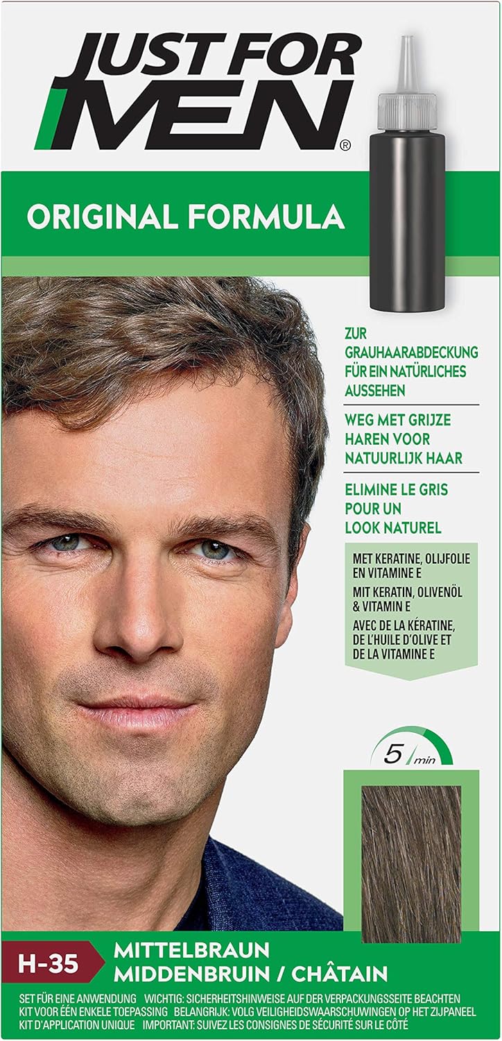 Just For Men - coloration semi-permanente homme - kératine, Vitamine E - sans ammoniaque, châtain - H35