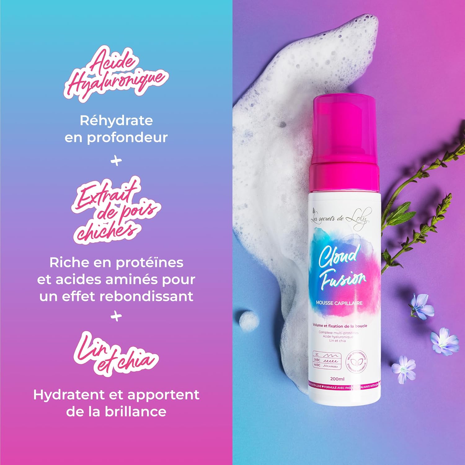 Les Secrets de Loly - Cloud Fusion - 200ml - mousse fixante volume et définition cheveux bouclés