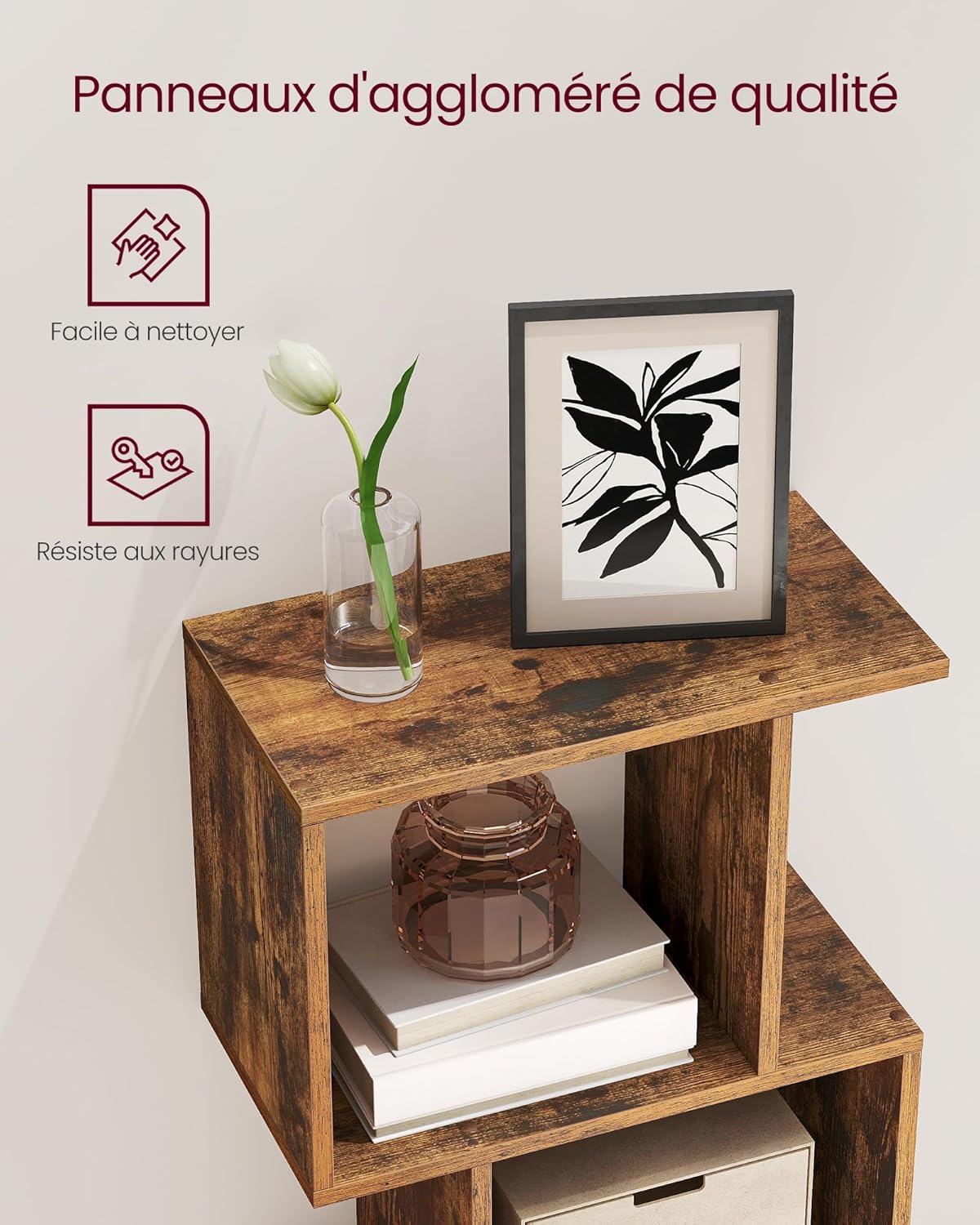 VASAGLE - bibliothèque (série non précisée) - 24x40x191 cm - 6 niveaux, rangement, cloison, marron rustique, LBC461K01