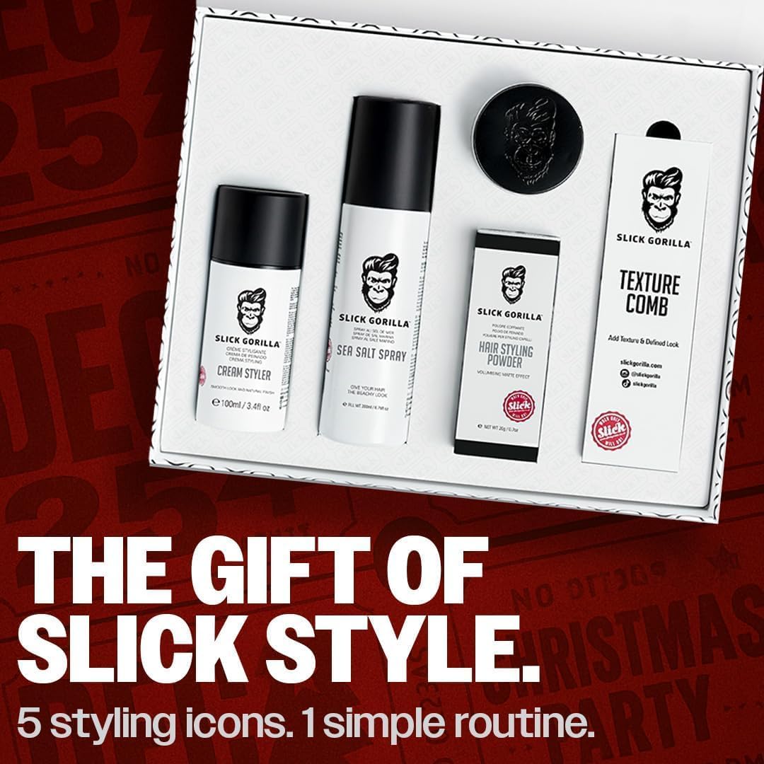 Slick Gorilla - Coffret Styling Complet - Set coiffant cheveux - Poudre, crème, spray, peigne