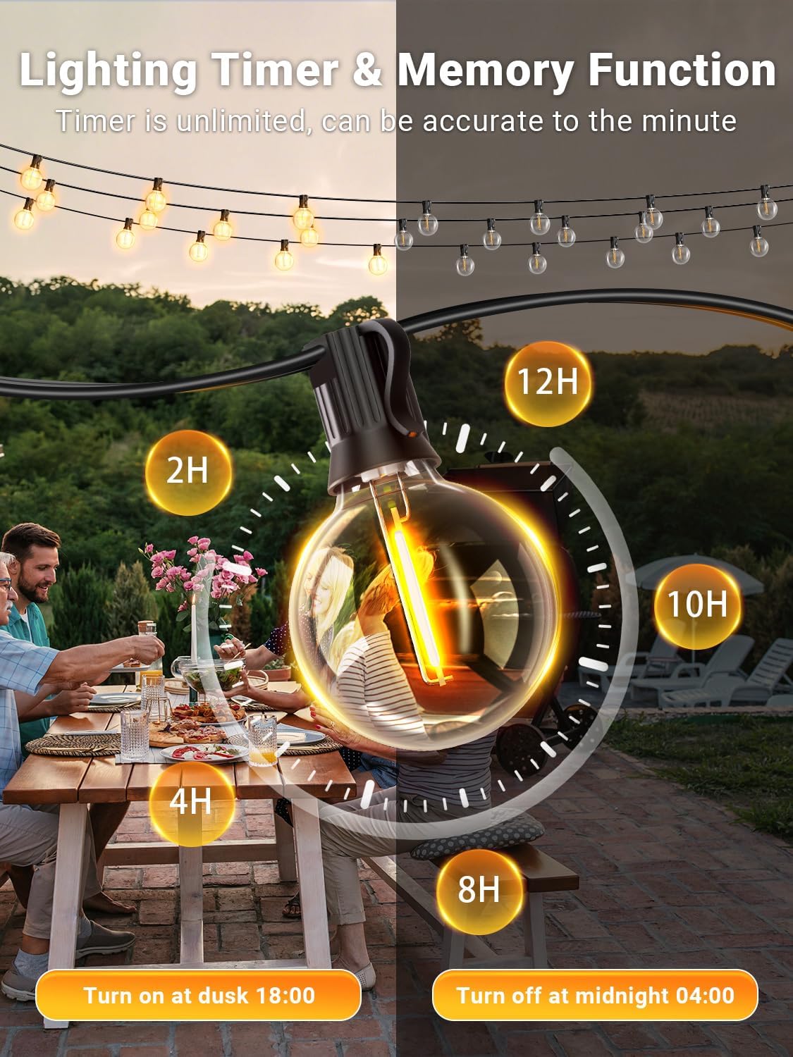 Guirlande lumineuse - dimmable 45m, contrôle APP, IP44, télécommande