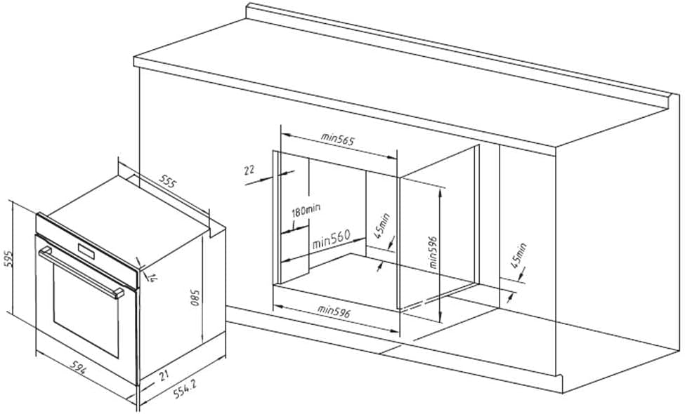 Cecotec - Bolero Hexa série 60 cm - four multifonction 81L Airfryer, 11 fonctions, 3400W, AF316000