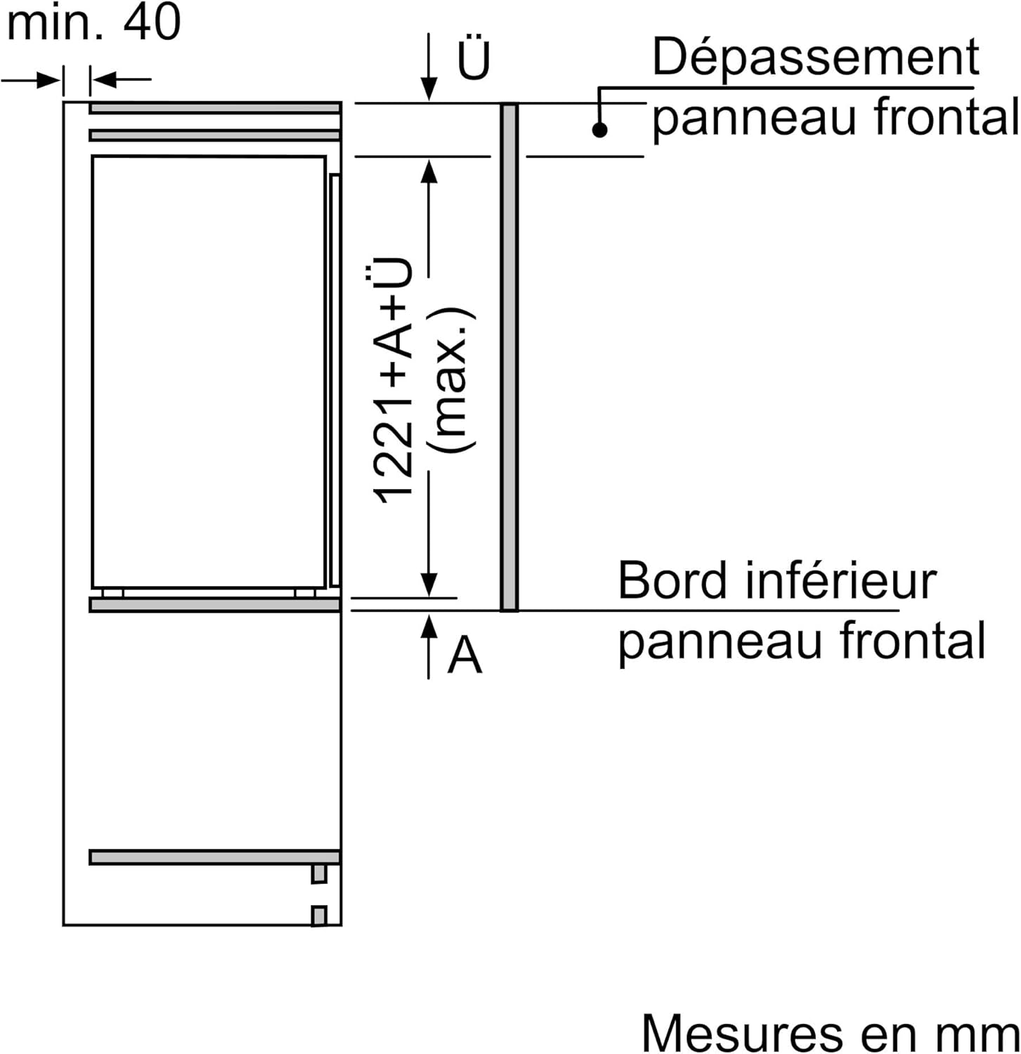 Bosch - KIR41NSE0 Série 2 - 122,1x54,1cm - Petit réfrigérateur encastrable 204L KIR41NSE0