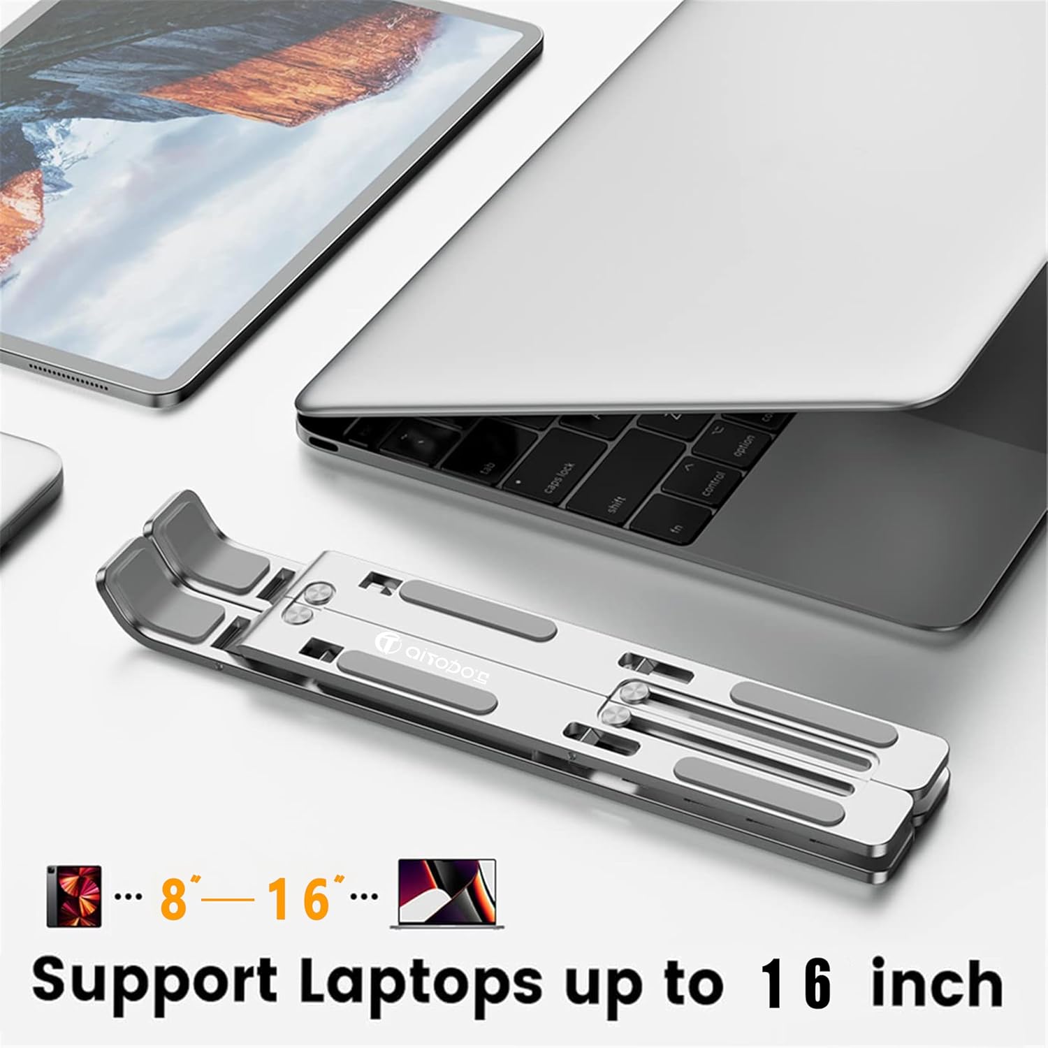 AiTodos - Support PC portable - aluminium léger, 6 réglages, ventilation, pliable - AiTodos®