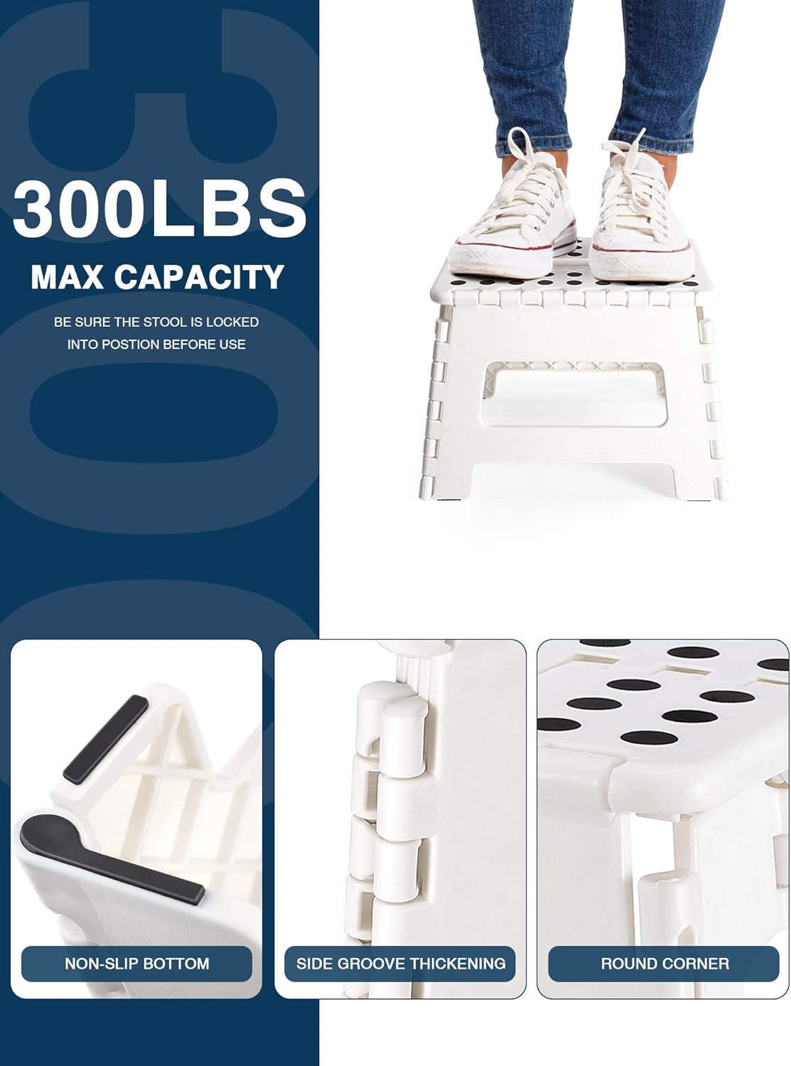 HOUSE DAY - Tabouret pliable enfant 22cm - marche pied plastique blanc