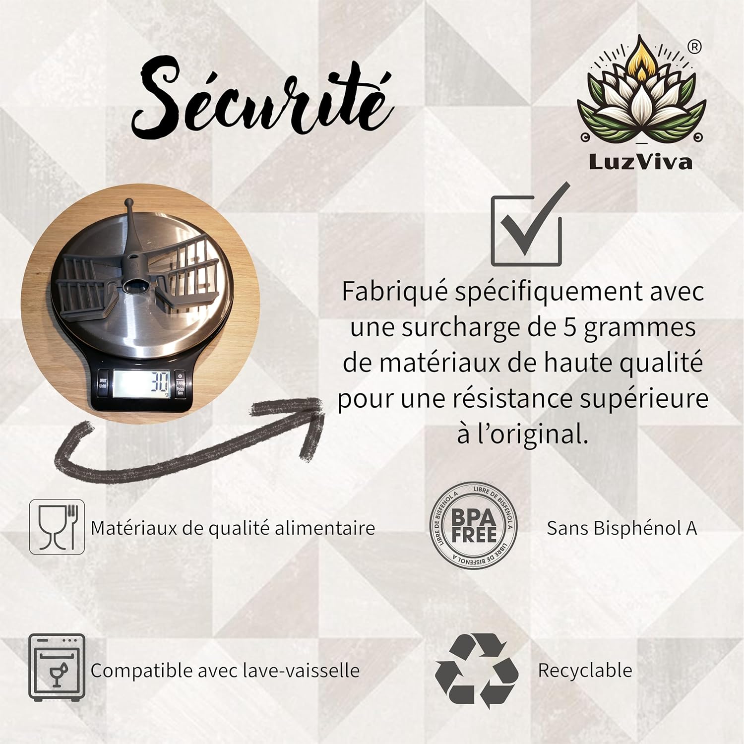 LuzViva - fouet accessoire pour Thermomix TM6/TM5/TM31 - haute qualité