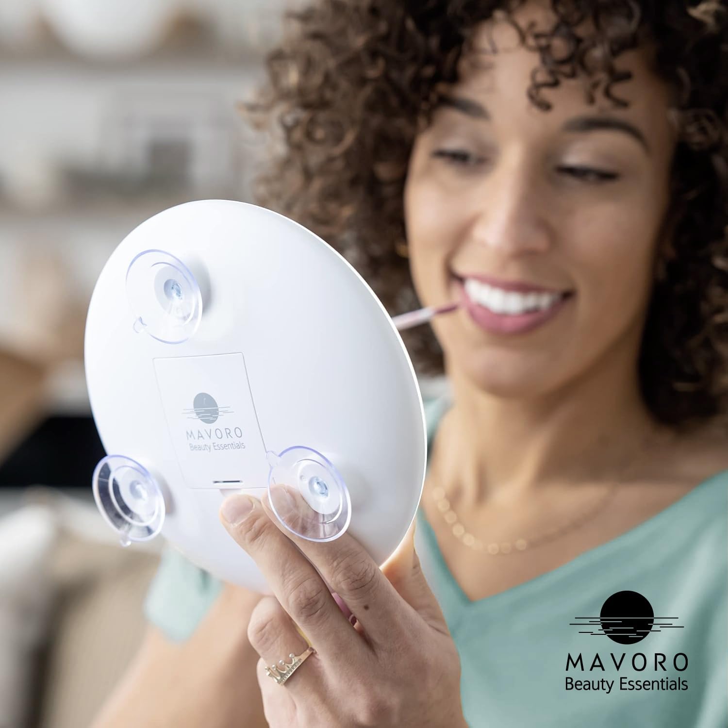 Mavoro - miroir grossissant LED 17 cm - 10X, 3 ventouses, portable