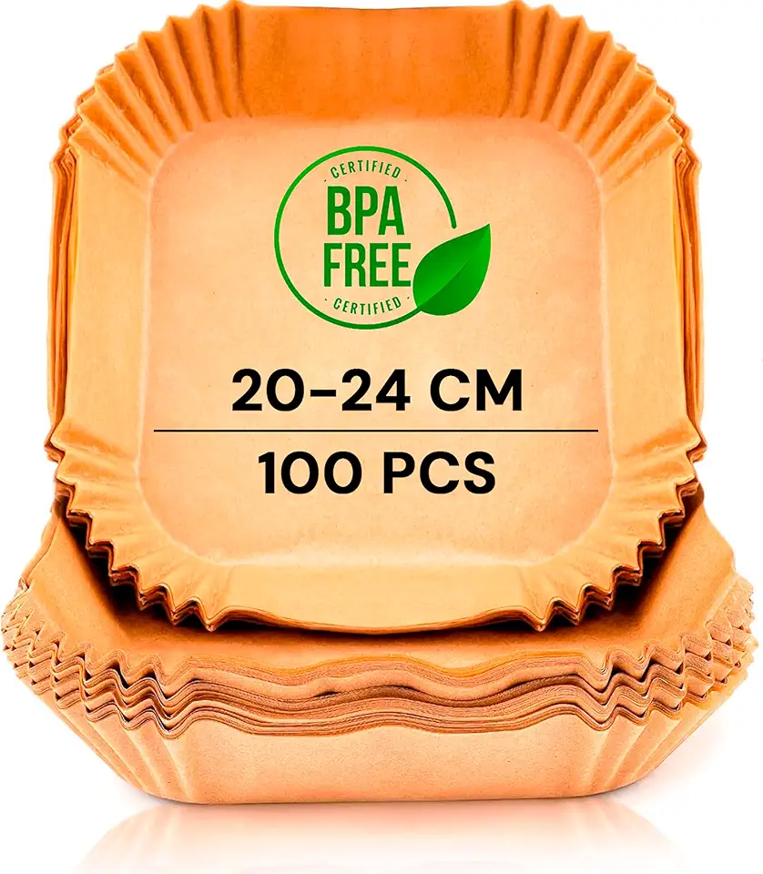 edihome - papier cuisson air fryer - 20-24 cm - 100 unités, jetable, BPA free