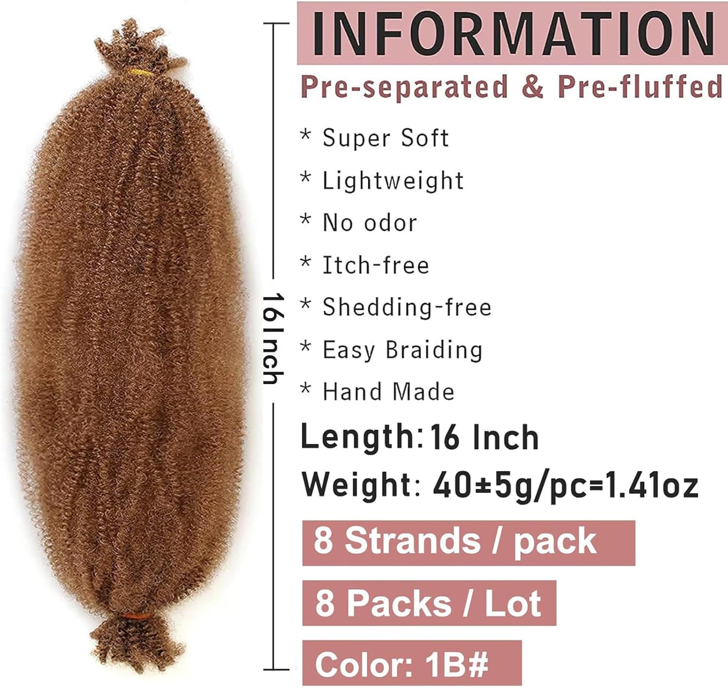Xtrend - Spring Afro Twist, 16'' - 8 Packs extensions crépues blondes