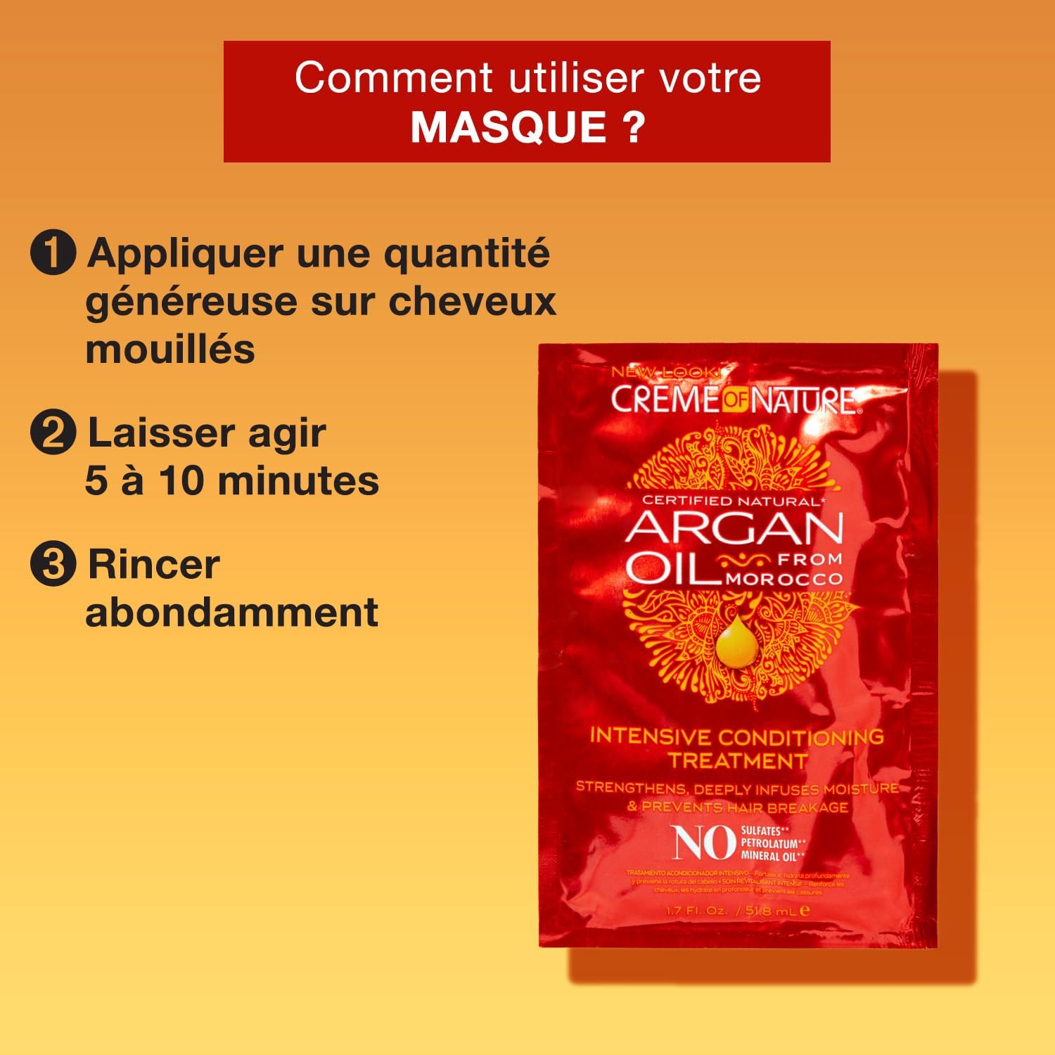 Creme of Nature - Masque hydratant argan 63,7g - cheveux bouclés, sans sulfates